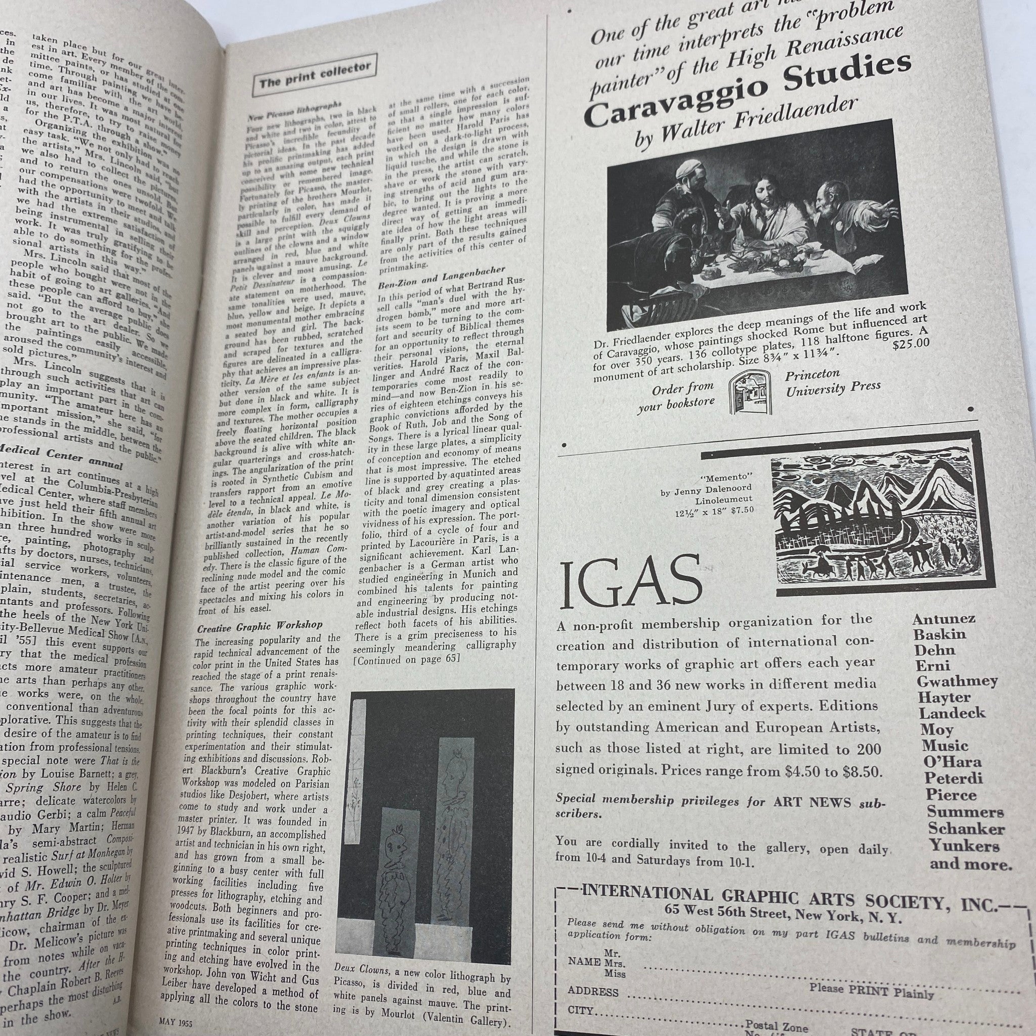 VTG Art News Magazine May 1955 Introduction to Caravaggio No Label