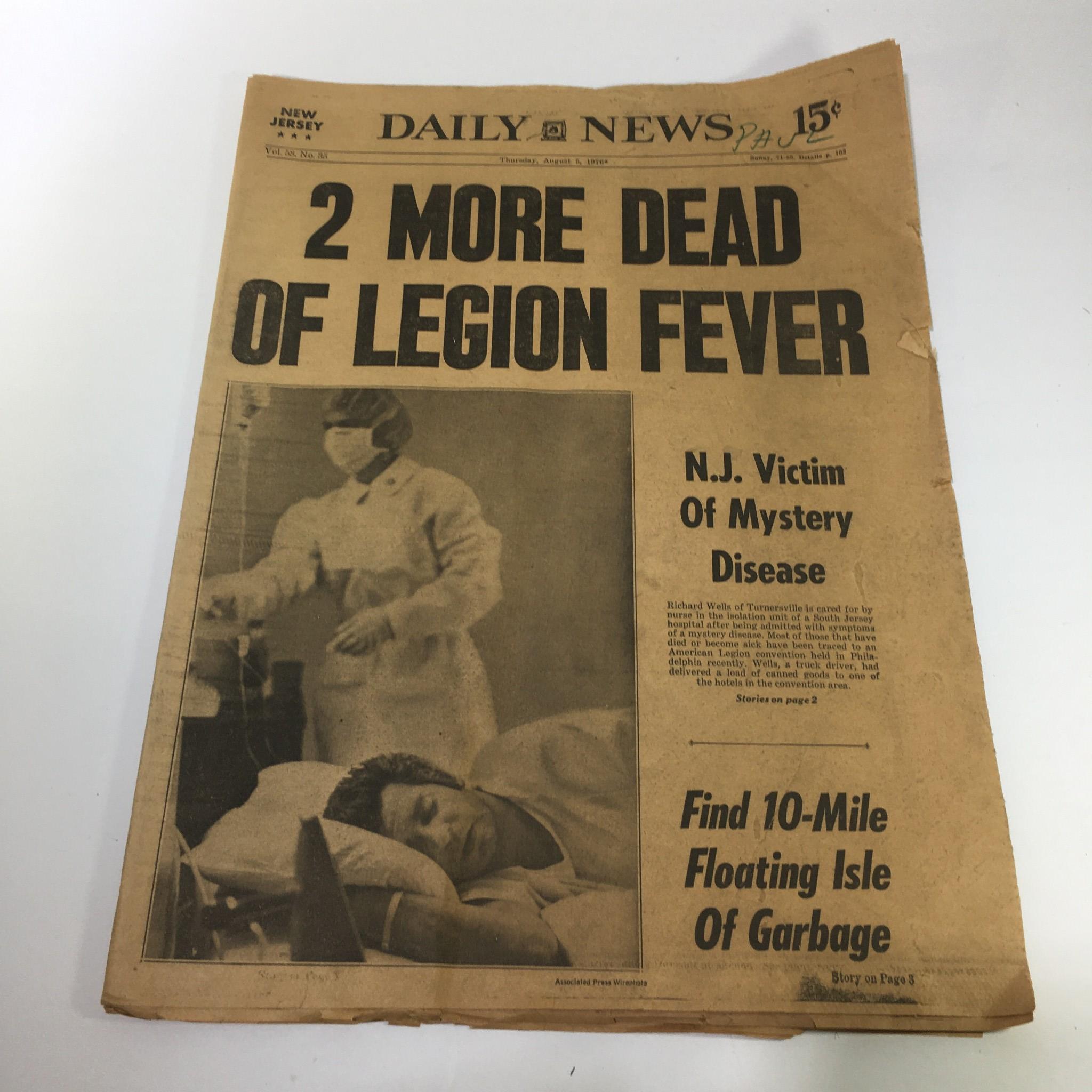 NY Daily News: 8/5/76 2 More Dead Of Legion Fever; NJ Victim Of Mystery Disease