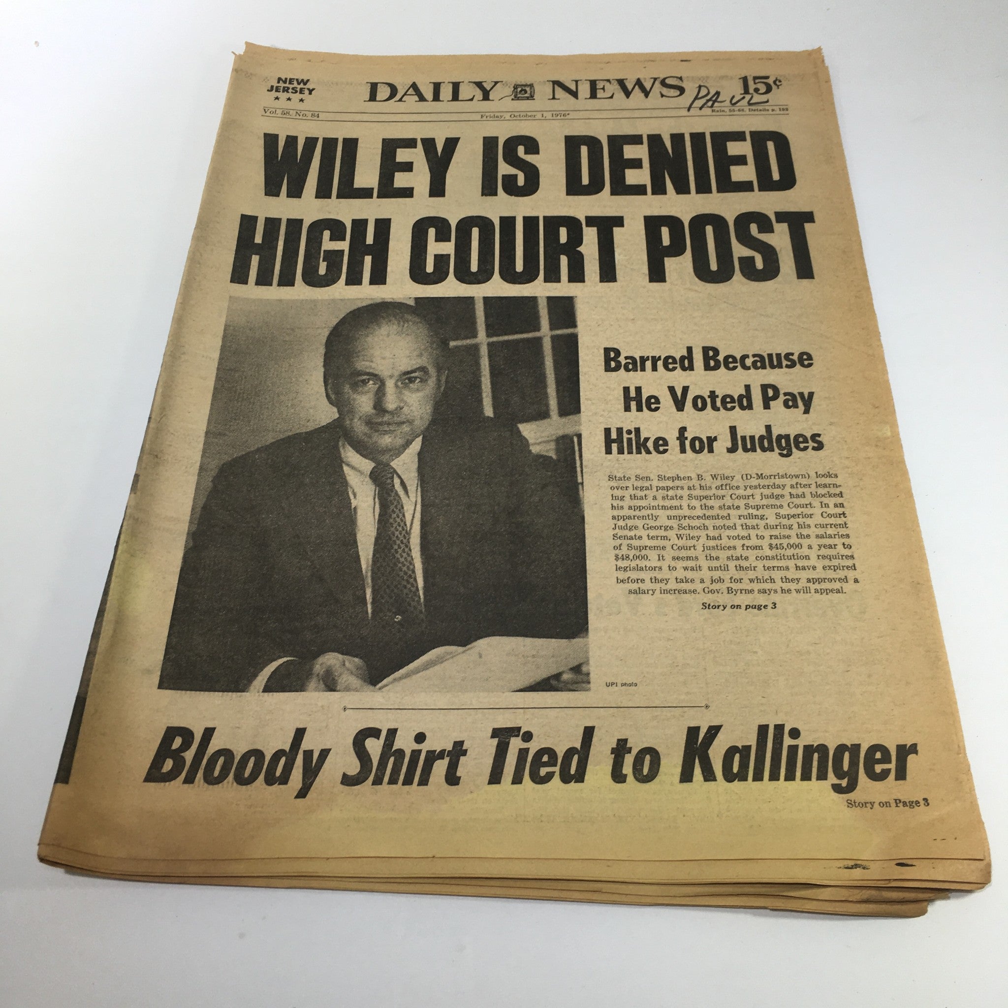 NY Daily News: Oct 1 1976 Stephen Wiley Is Denied High Court Post