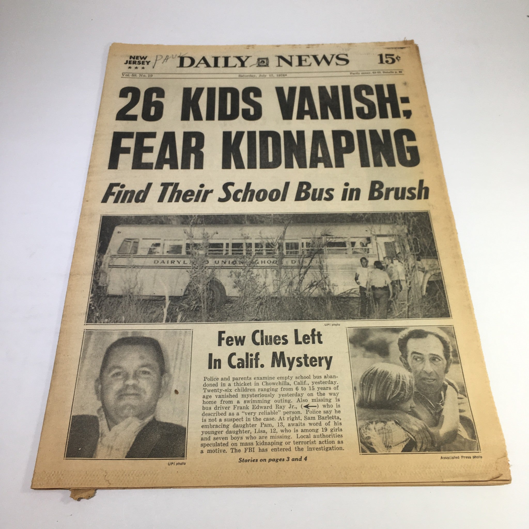 NY Daily News: 7/17/76 26 Kids Vanish Kidnapping; Few Clues Left In CA Mystery