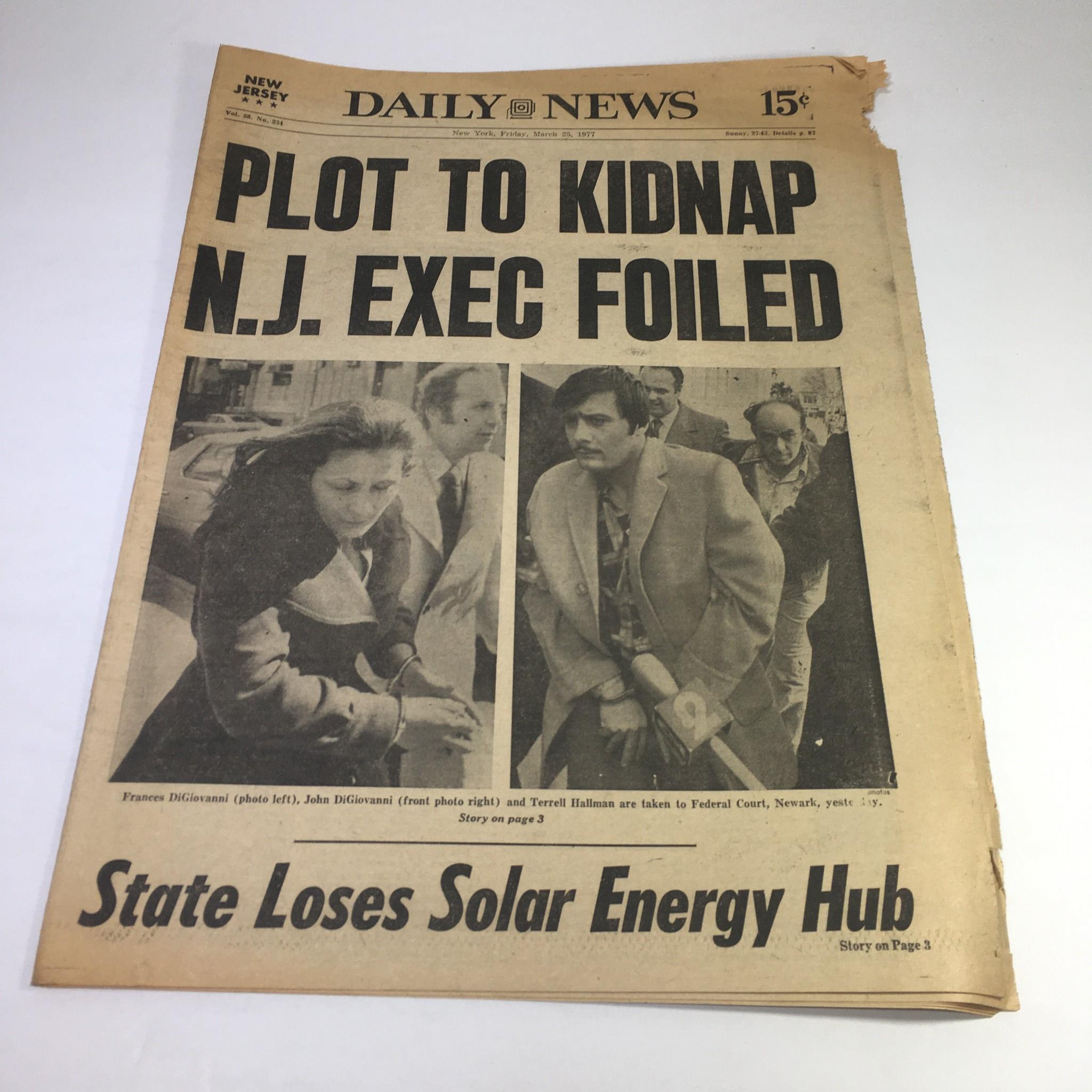 NY Daily News:3/25/77 Plot 2 Kidnap NJ Exec Foiled; Terrell Hallman,Frances&John