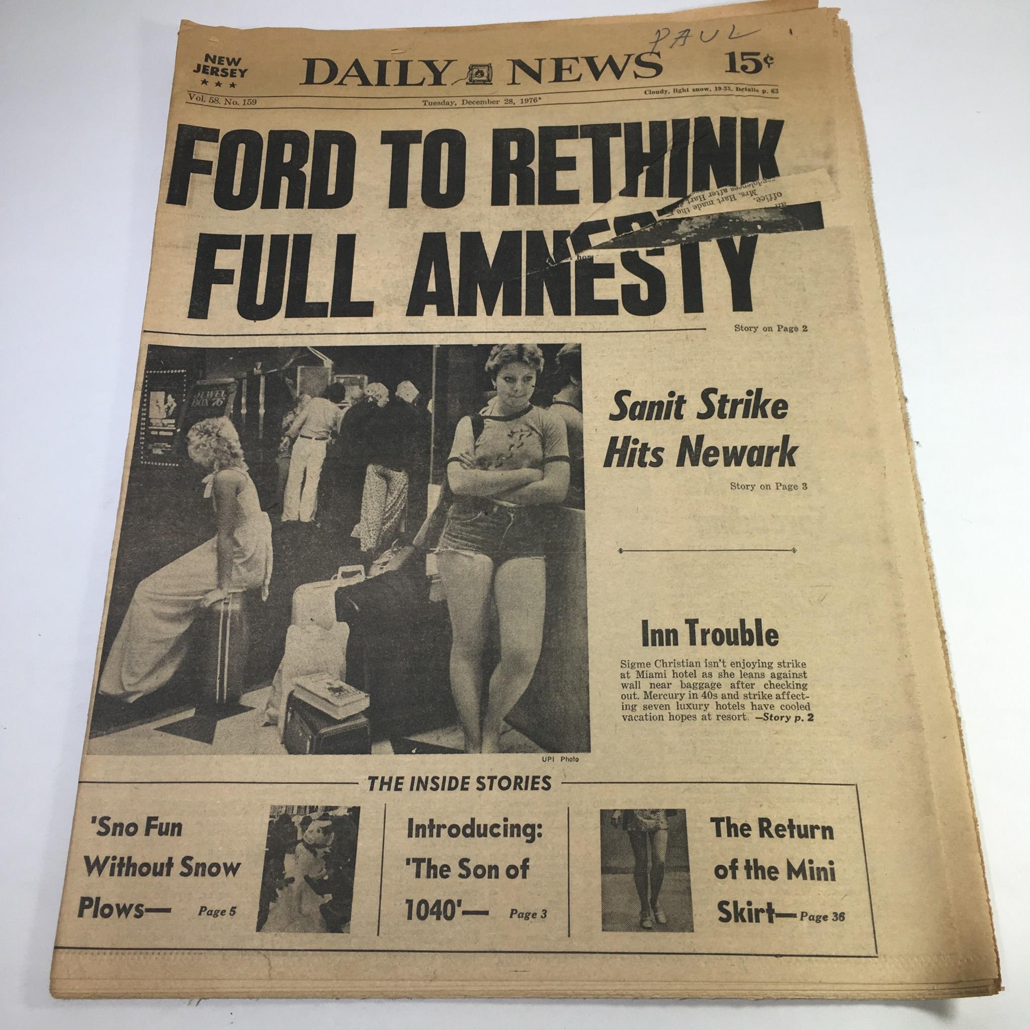 NY Daily News:12/28/76 Ford To Rethink Full Amnesty; Inn trouble Sigme Christian