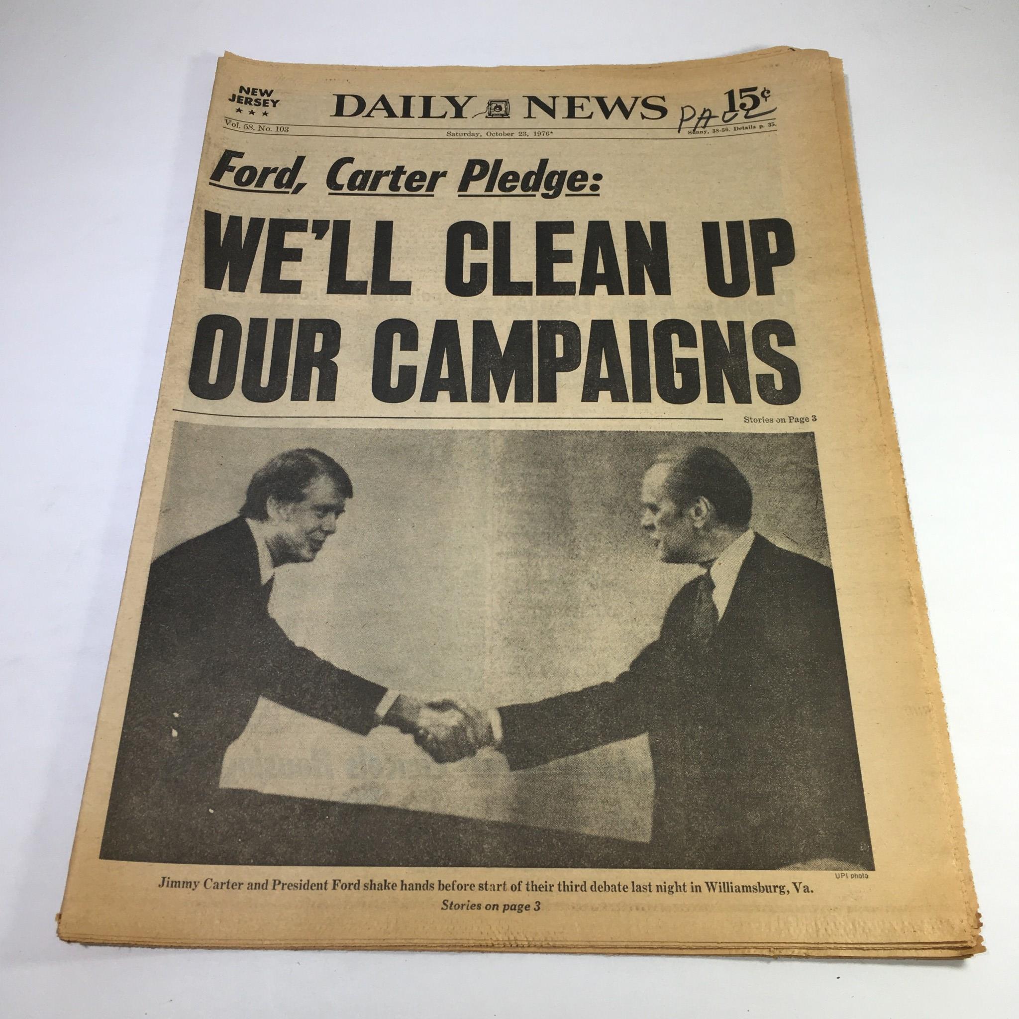 NY Daily News:10/23/76 Pres Ford, Jimmy Carter Pledge To Clean Up Our Campaigns