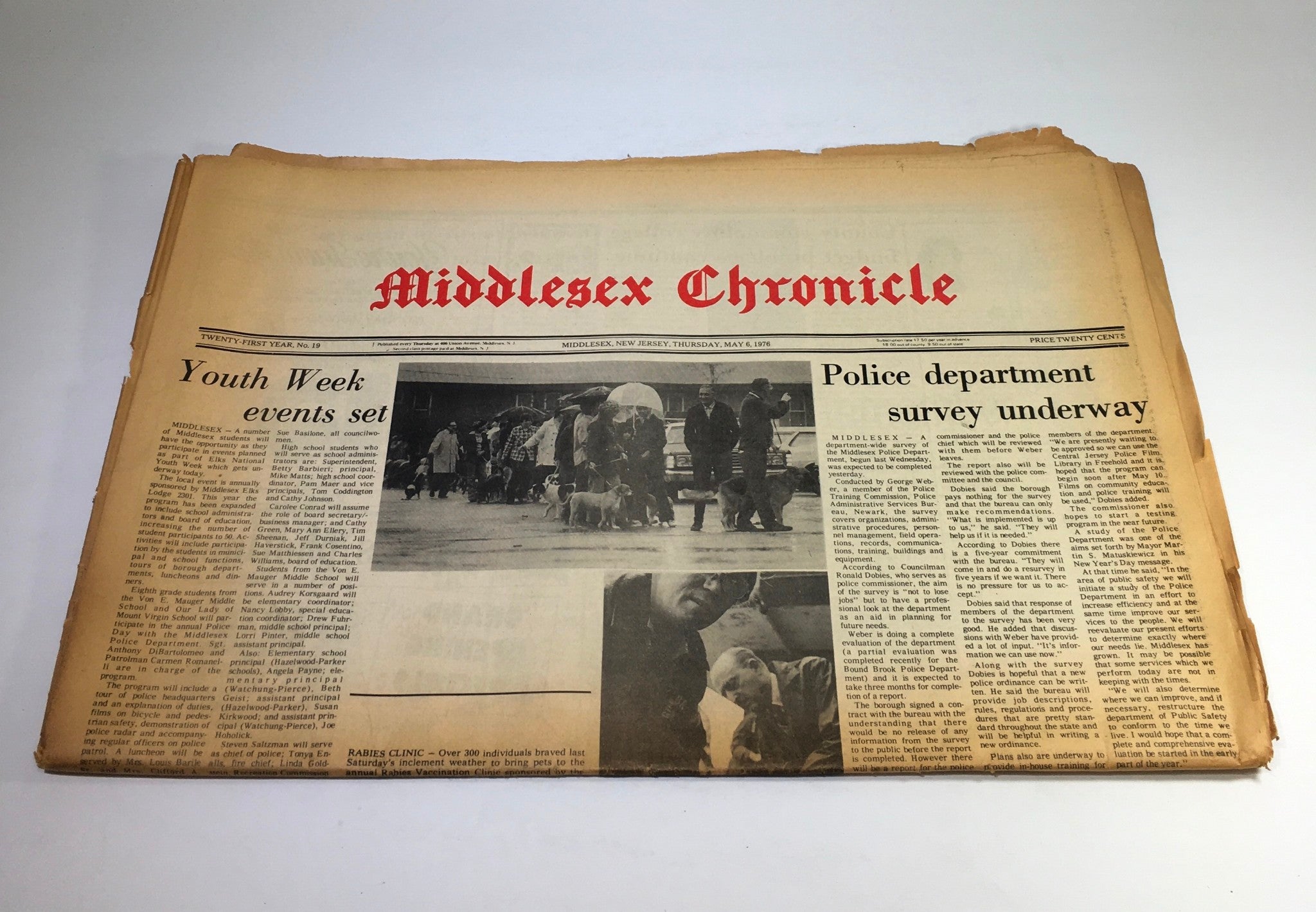 Middlesex Chronicle: 5/6/76 Youth Week Events Set; Police Dept Survey Underway