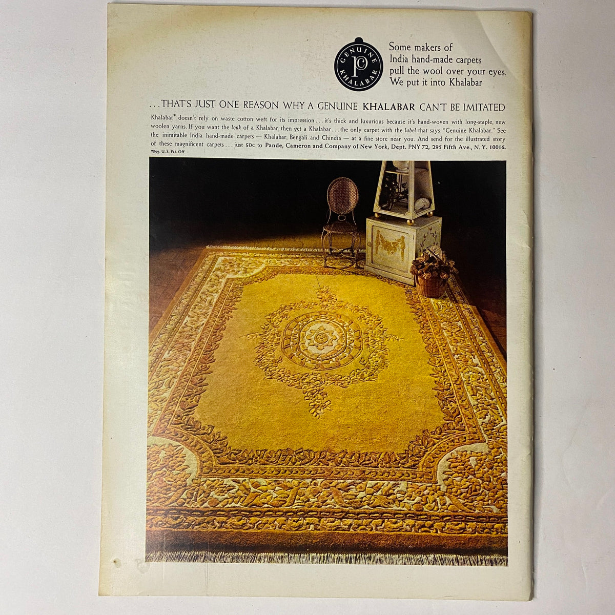 Khalabar Rug The New Yorker July 1, 1972 Vintage Magazine