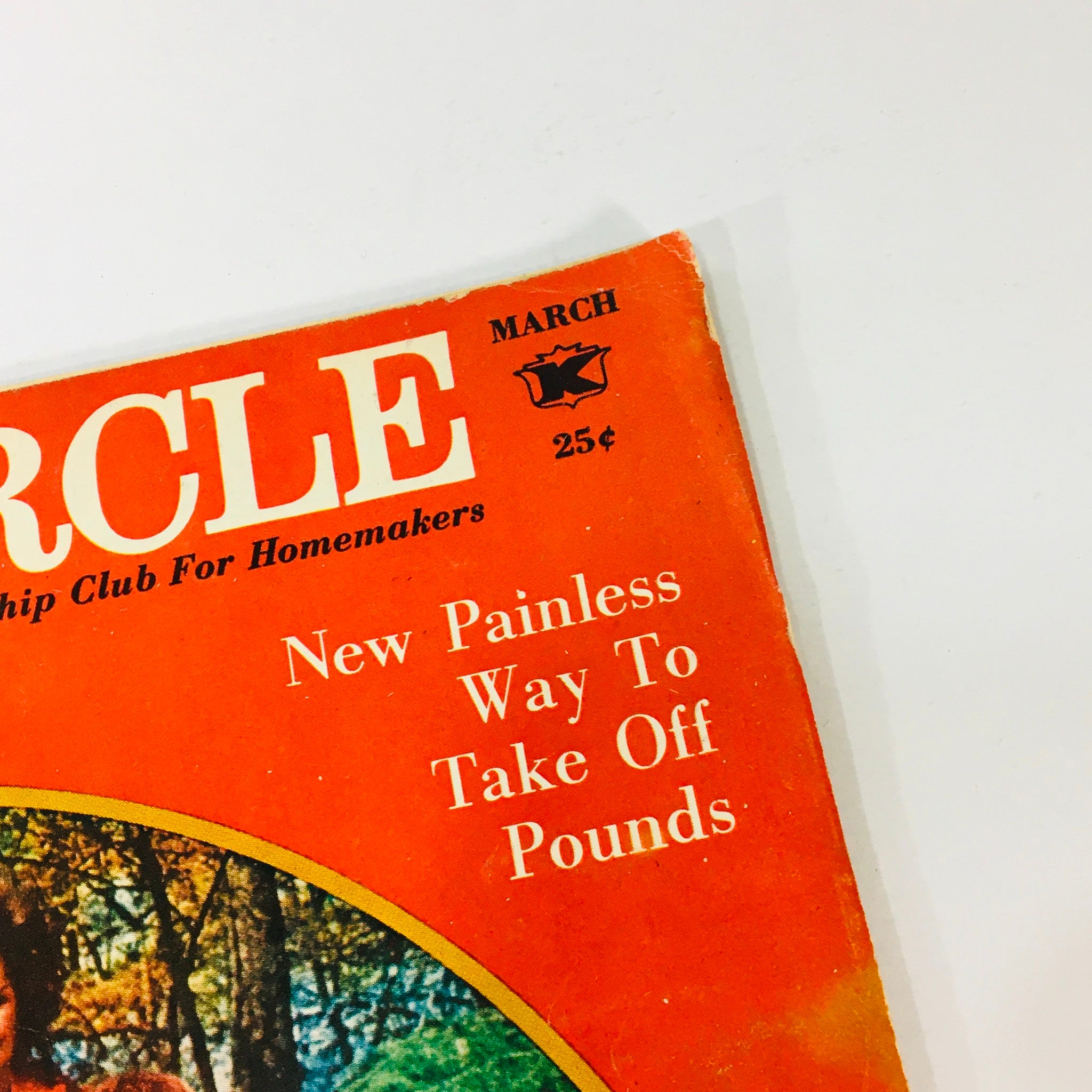 Close-up of the March 1965 Lady's Circle magazine cover, emphasizing a section about a painless method for weight loss.
