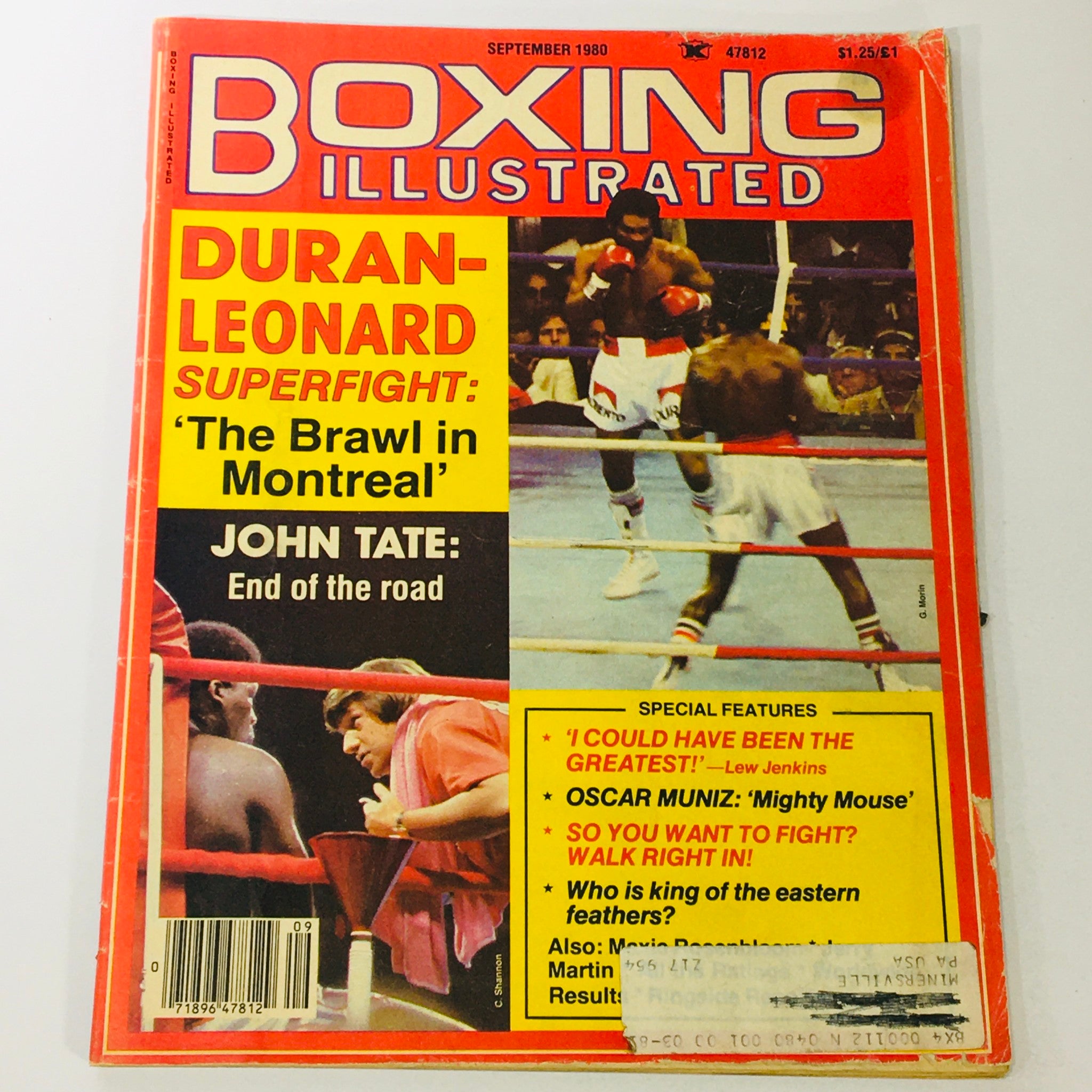 Boxing Illustrated Magazine September 1980 featuring Roberto Durán and Sugar Ray Leonard on the cover, highlighting the Duran-Leonard superfight in Montreal.