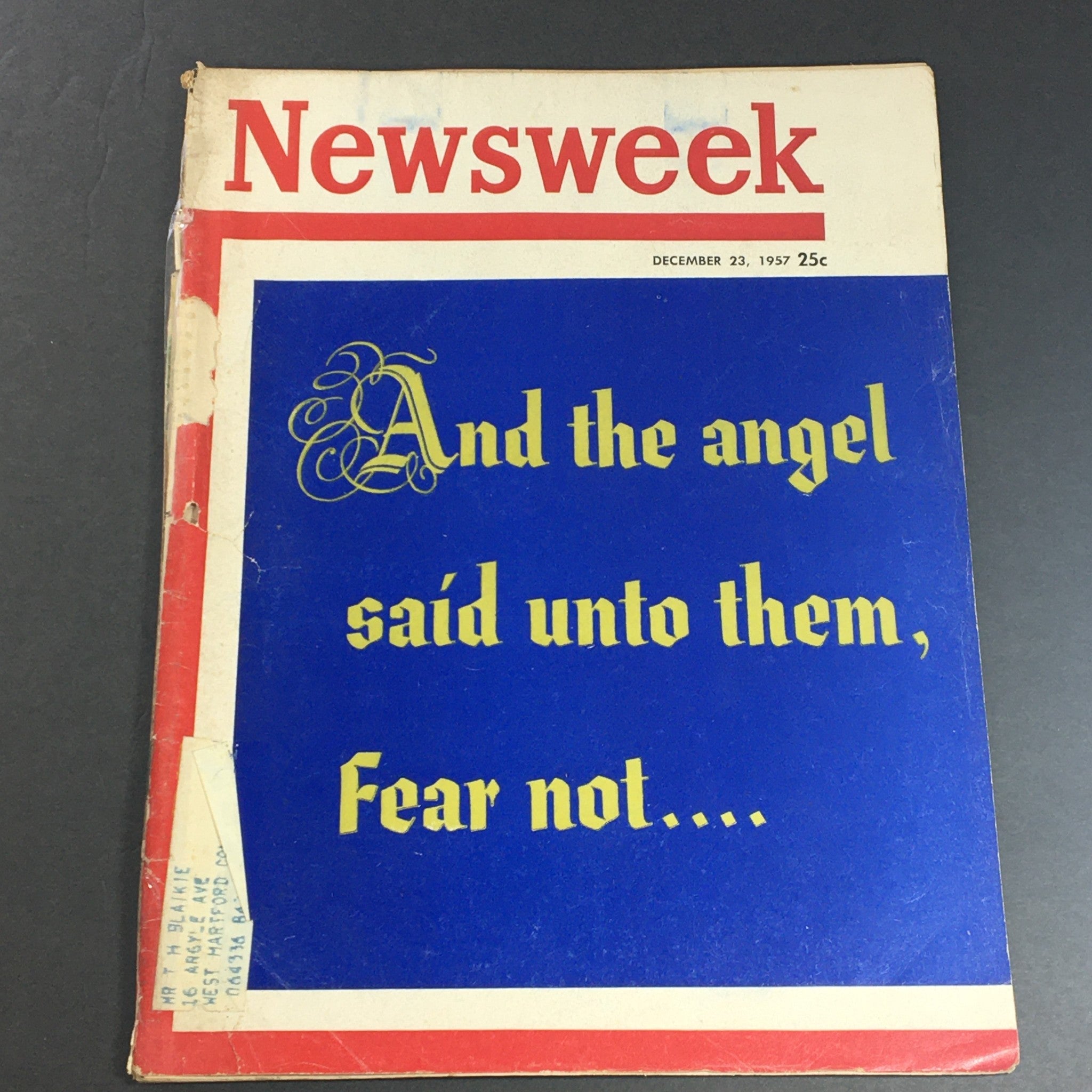 VTG Newsweek Magazine December 23 1957 Bible Verse Luke 2:10-11 Fear Not