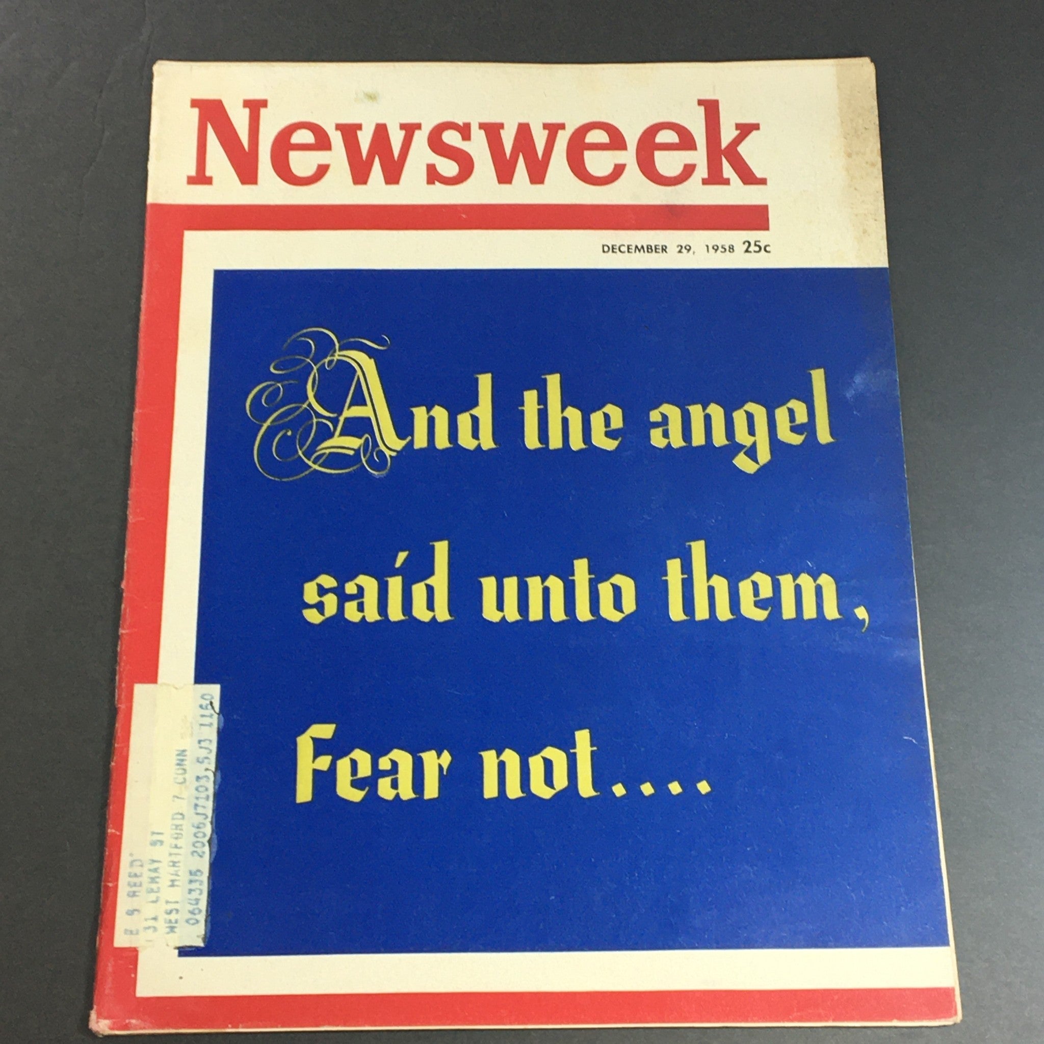 VTG Newsweek Magazine December 29 1958 And The Angel Said Fear Not, Luke 2:10-11