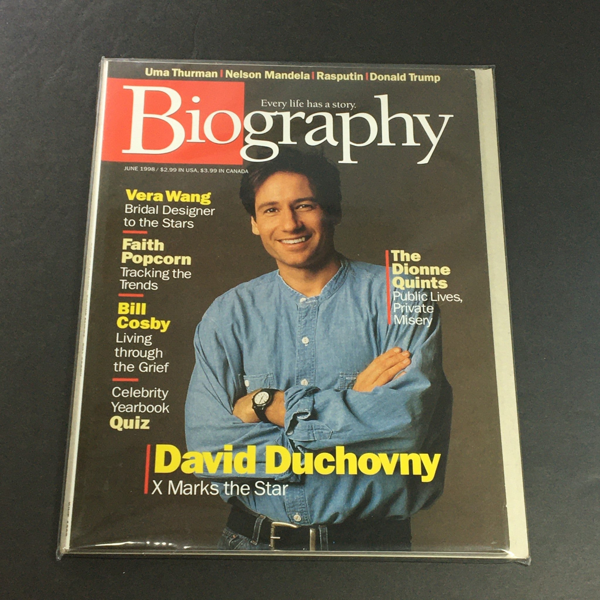 Biography Magazine June 1998 David Duchovny, Uma Thurman, President Donald Trump