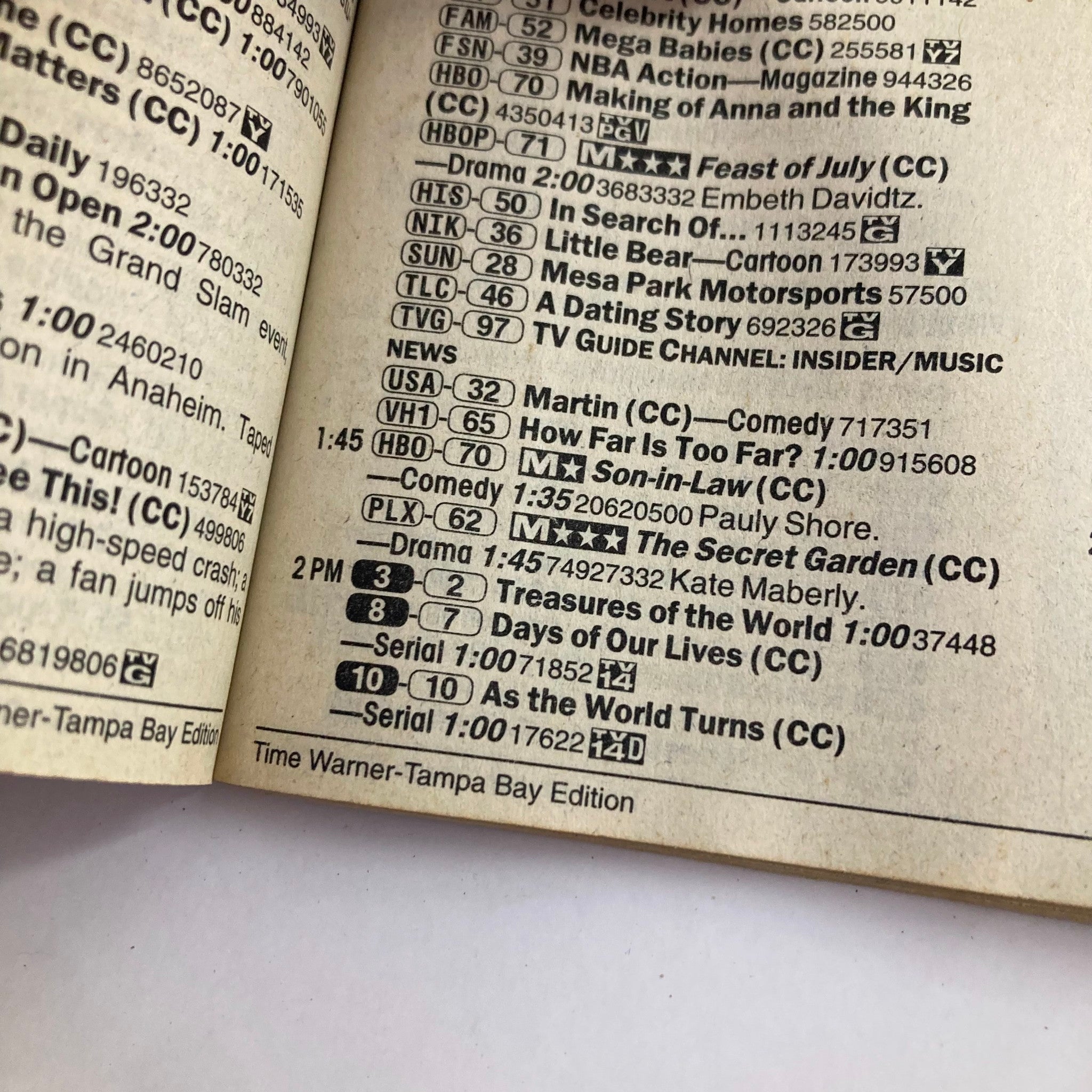 Interior page from TV Guide Magazine January 13 2001 featuring Elvis Presley, highlighting television listings, including shows like 'Martin' and 'Days of Our Lives'. This Time Warner-Tampa Bay Edition captures early 2000s pop culture.