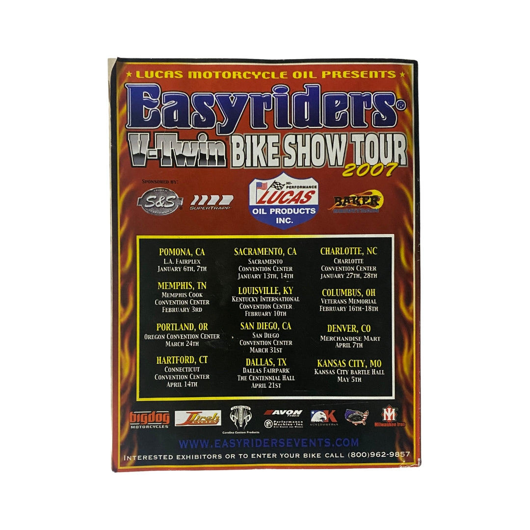 Easyriders Magazine November 2006 back cover promoting the 2007 V-Twin Bike Show Tour.