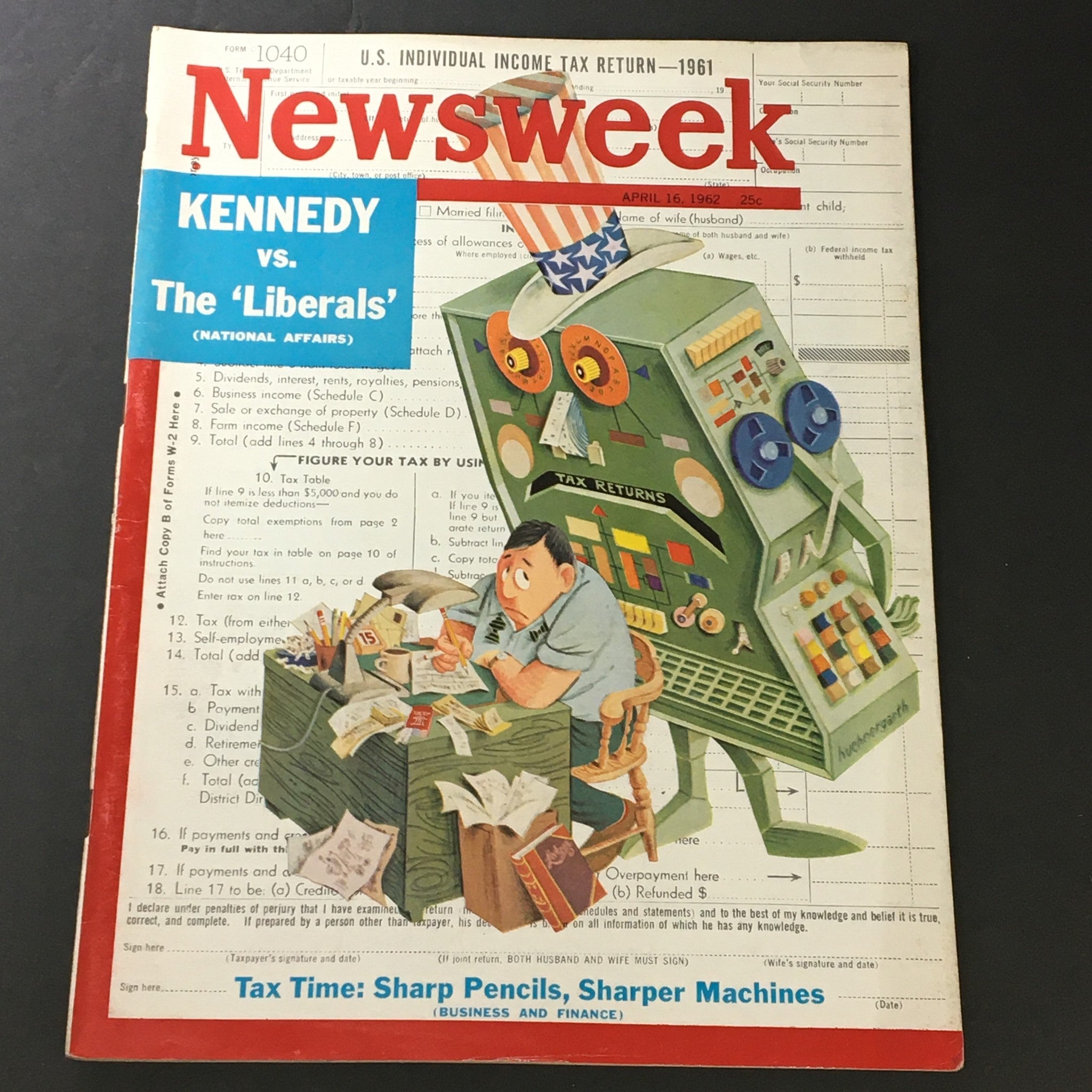 VTG Newsweek Magazine April 16 1962 John F. Kennedy vs The Liberals, Newsstand