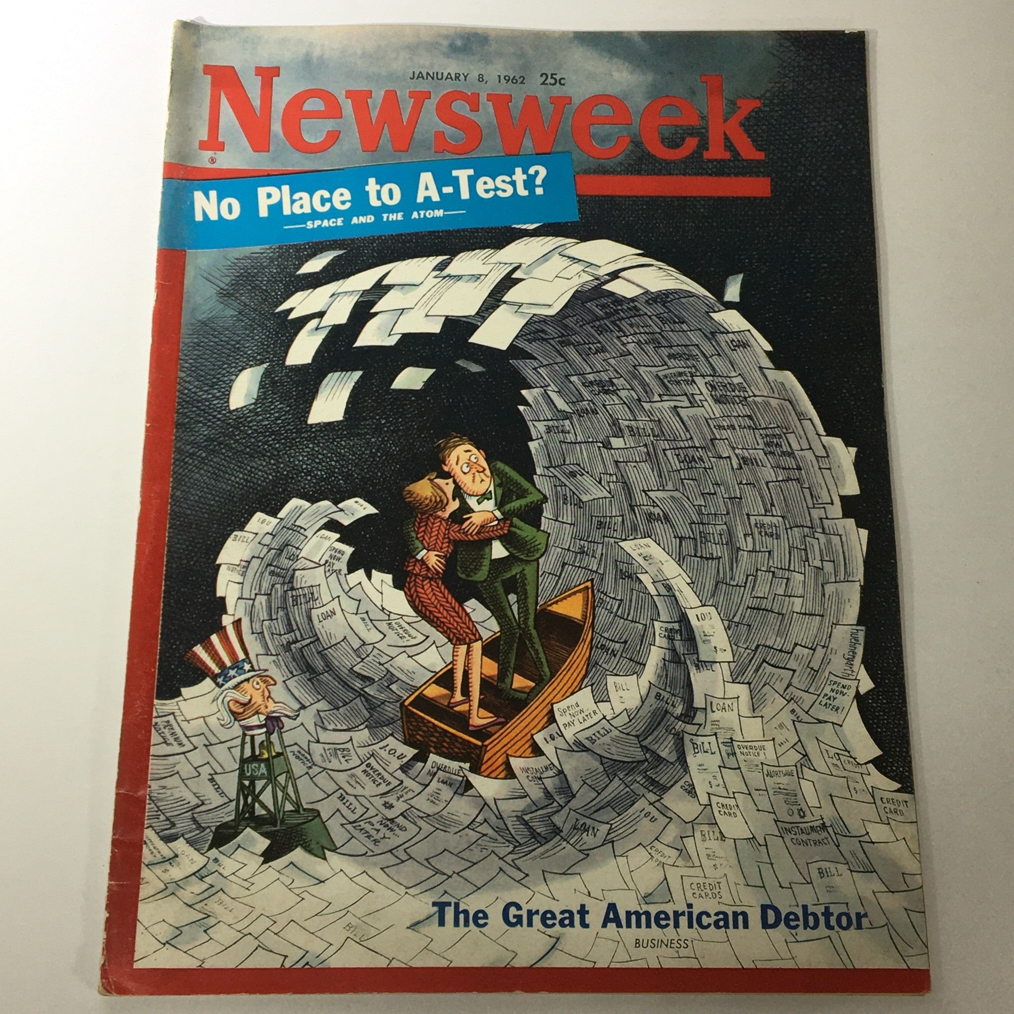 VTG Newsweek Magazine January 8 1962 The Great American Debtor, Newsstand