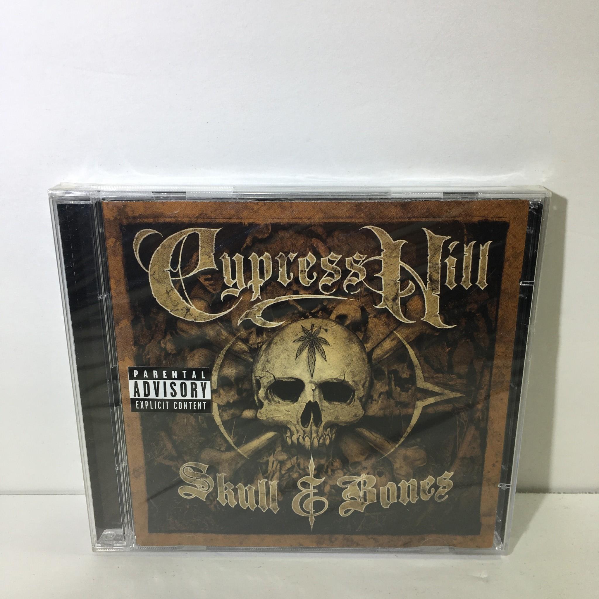 Front cover of 'Skull & Bones' by Cypress Hill, featuring a skull design and parental advisory label.