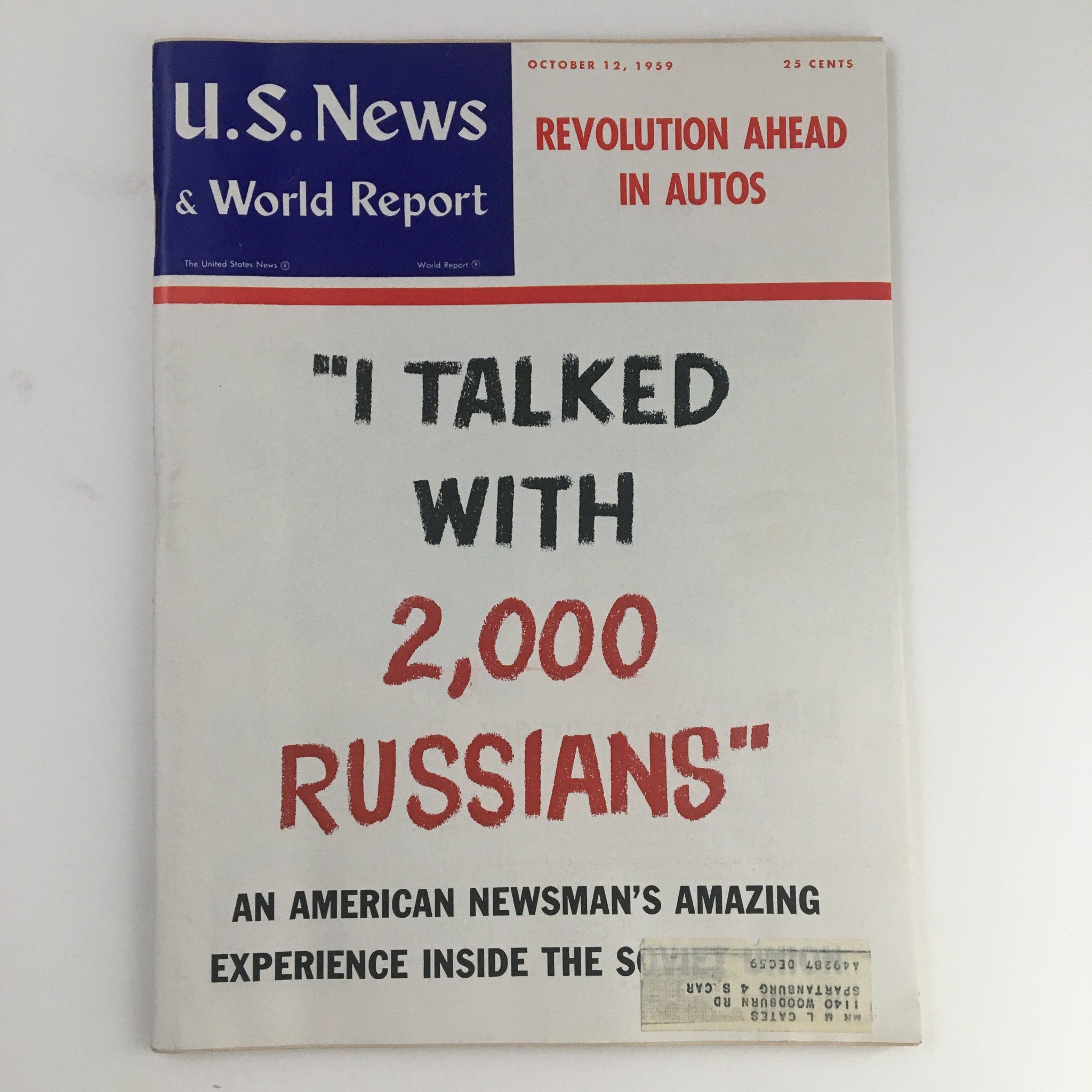 VTG U.S. News & World Report October 12 1959 I Talked with 2,000 Russians