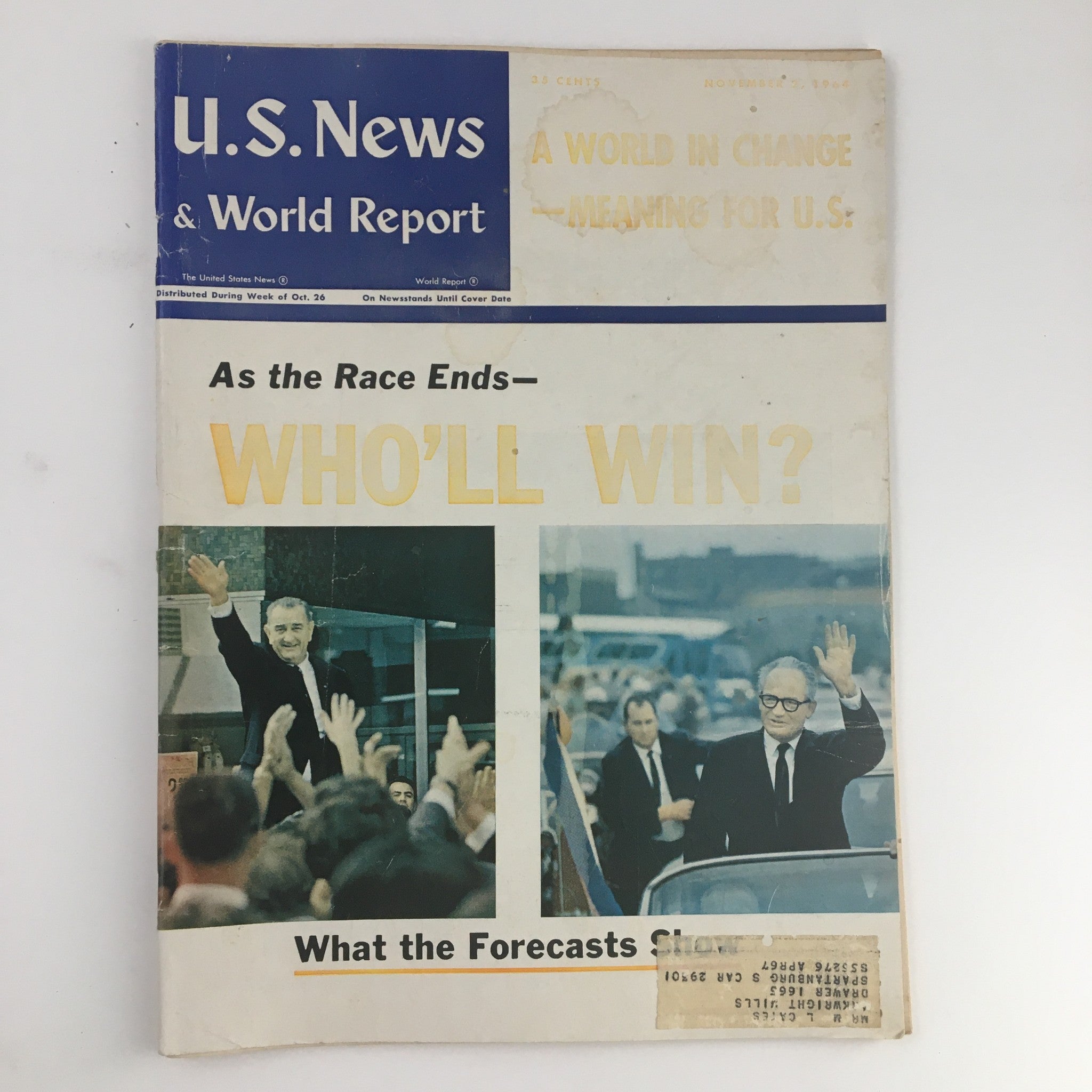 VTG U.S. News & World Report November 2 1964 Lyndon B. Johnson & Barry Goldwater