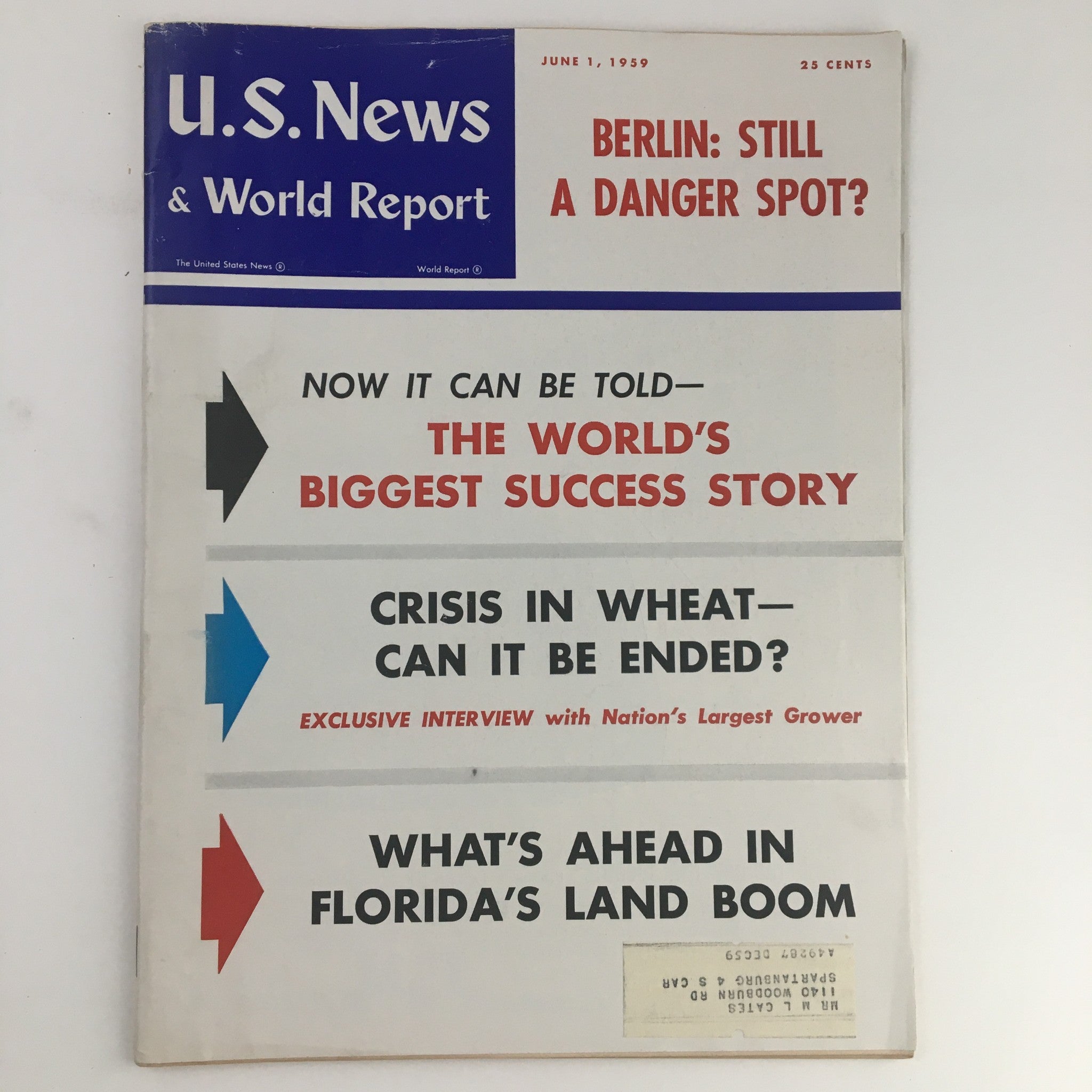 VTG U.S. News & World Report June 1 1959 The World's Biggest Success Story