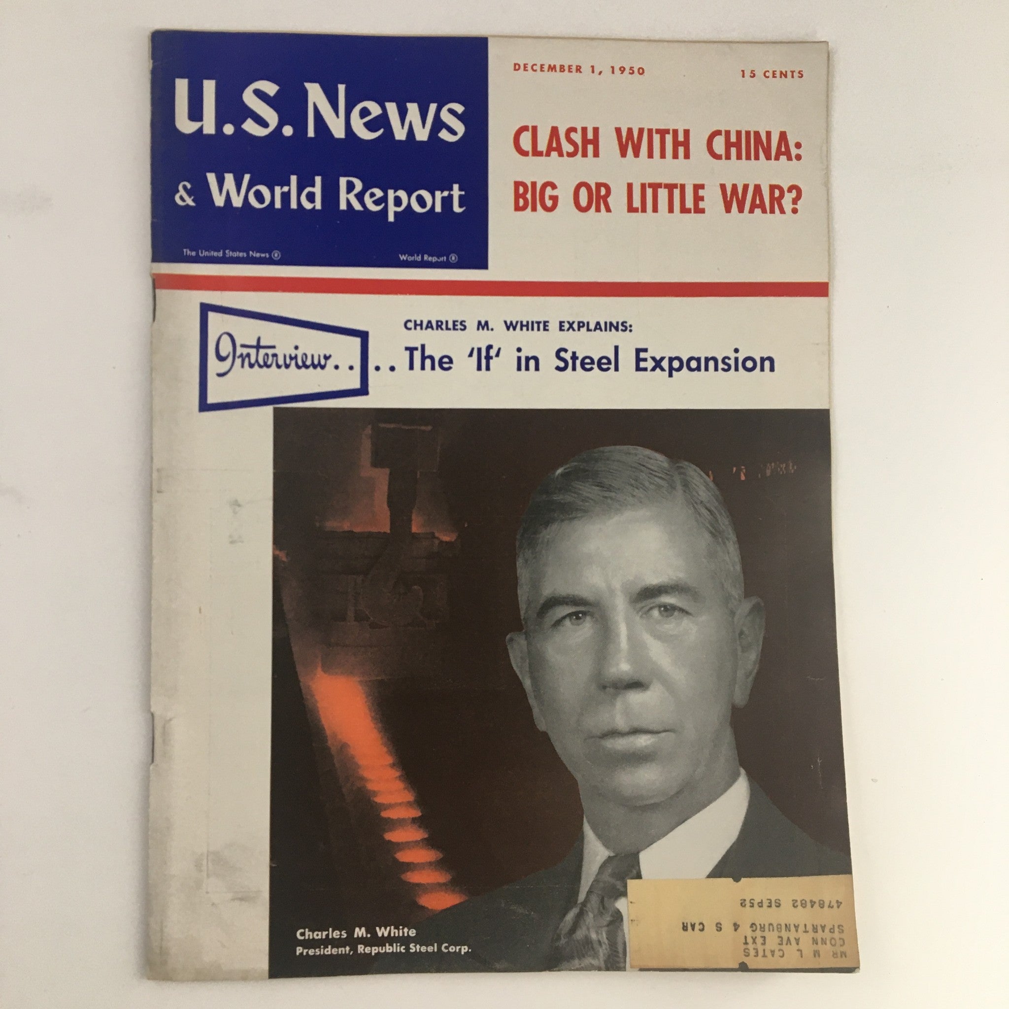 VTG U.S. News & World Report December 1 1950 Charles M White Republic Steel Corp