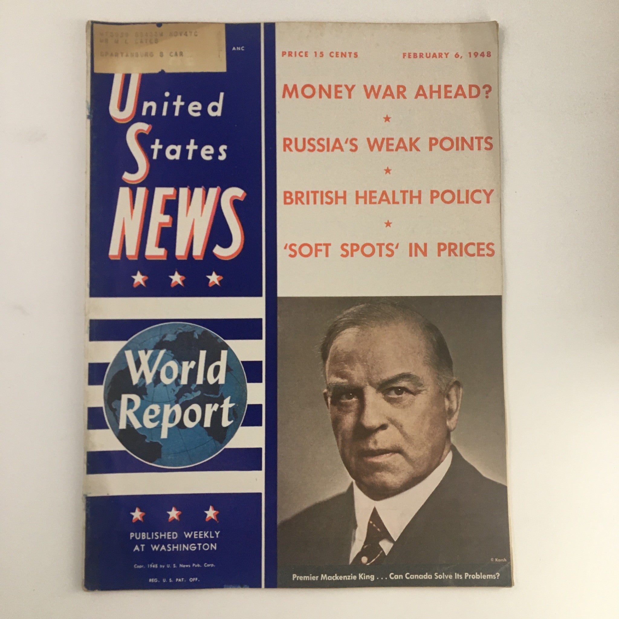 VTG U.S. News & World Report February 6 1948 Canada Premier Mackenzie King