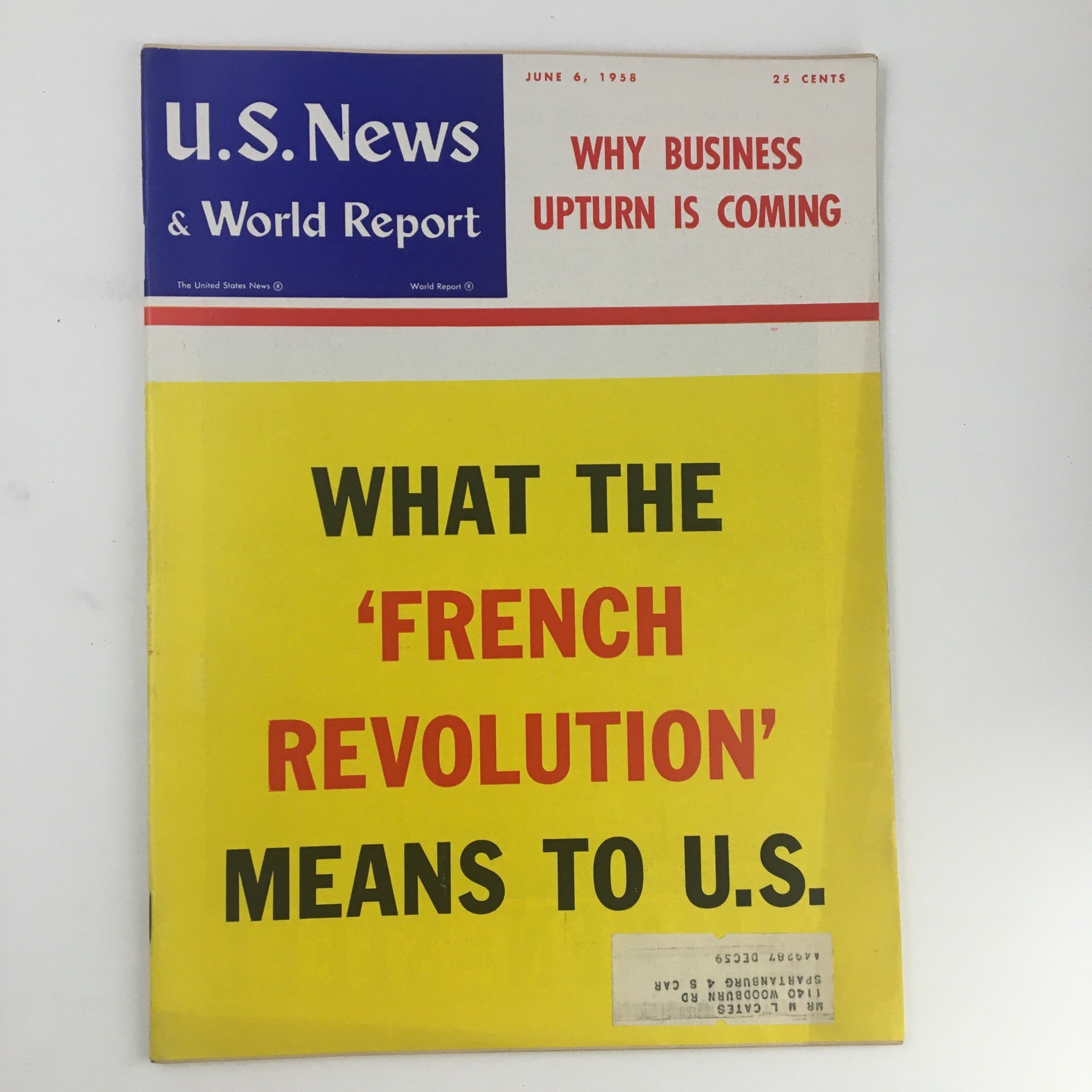 VTG U.S. News & World Report June 6 1958 What The French Revolution Means to US