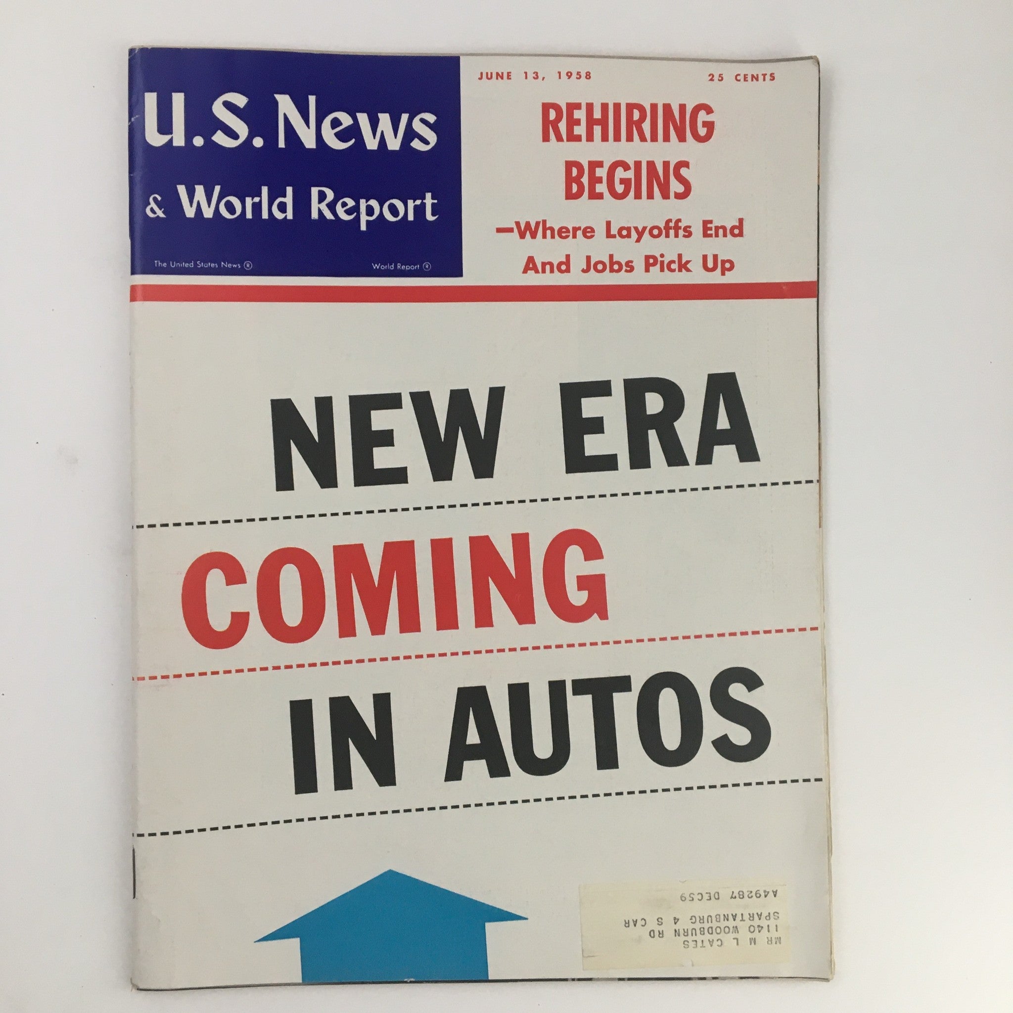 VTG U.S. News & World Report June 13 1958 New Era Coming in Autos Rehiring Begin