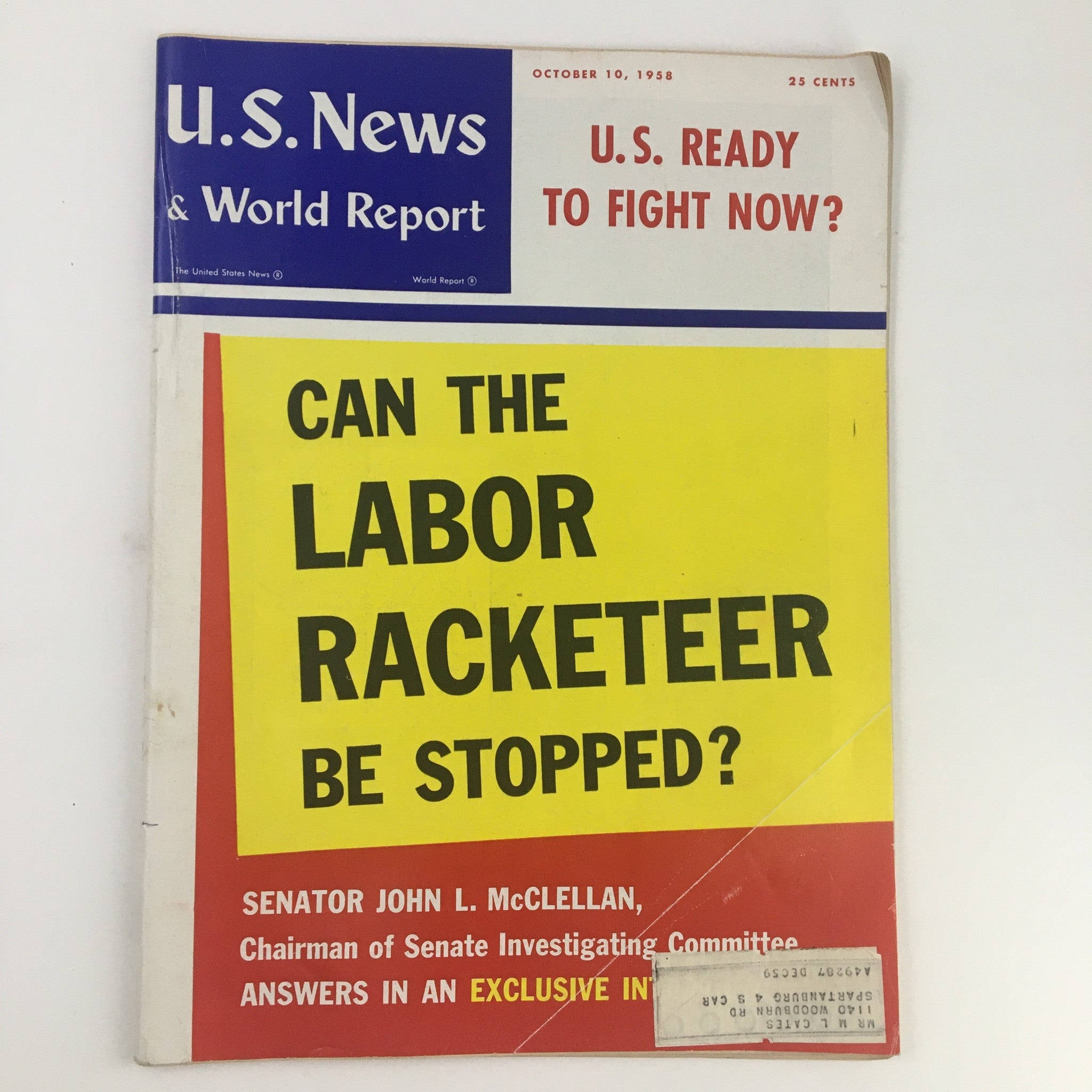 VTG U.S. News & World Report October 10 1958 Can The Labor Racketeer Be Stopped