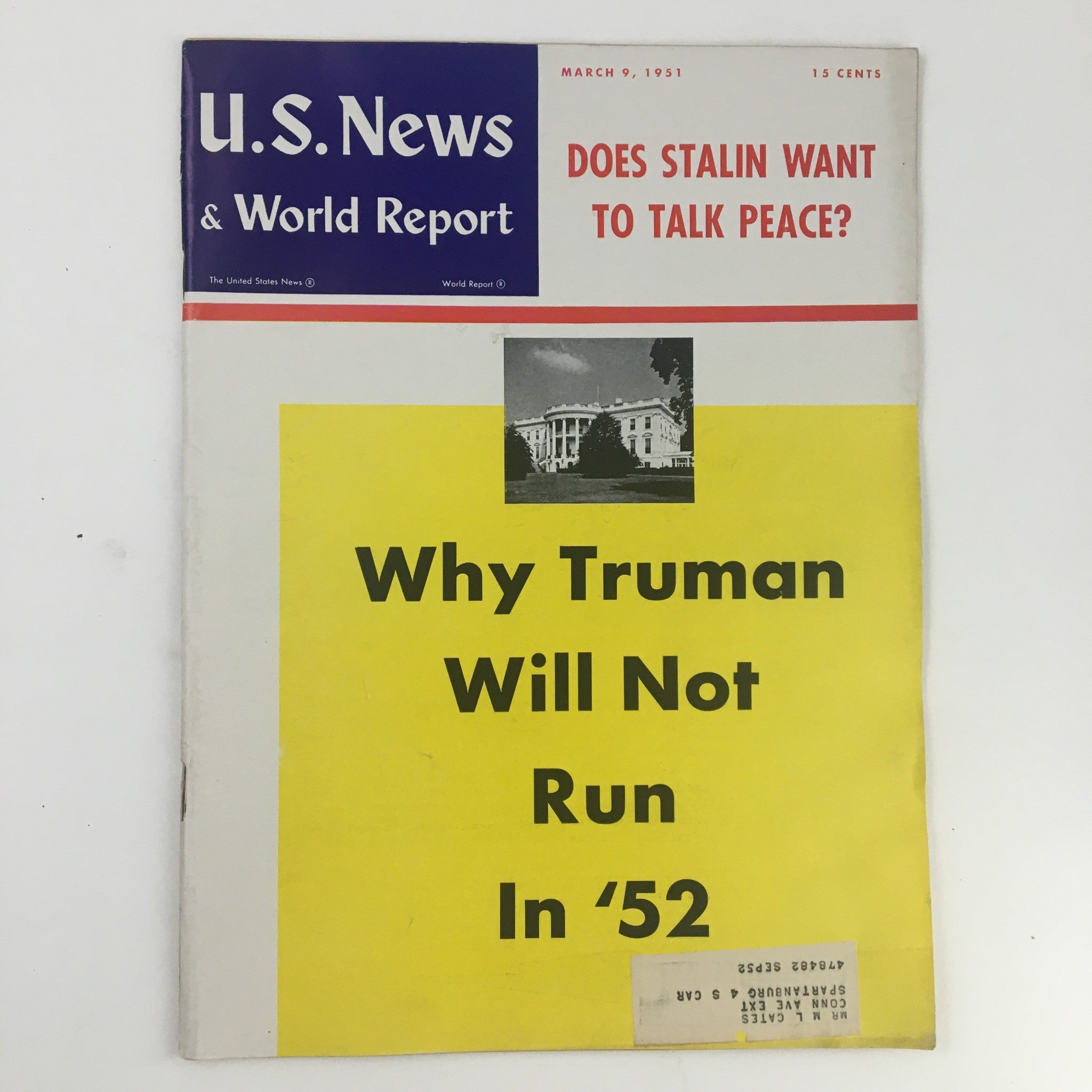 VTG U.S. News & World Report March 9 1951 Why Harry Truman Will Not Run In 1952