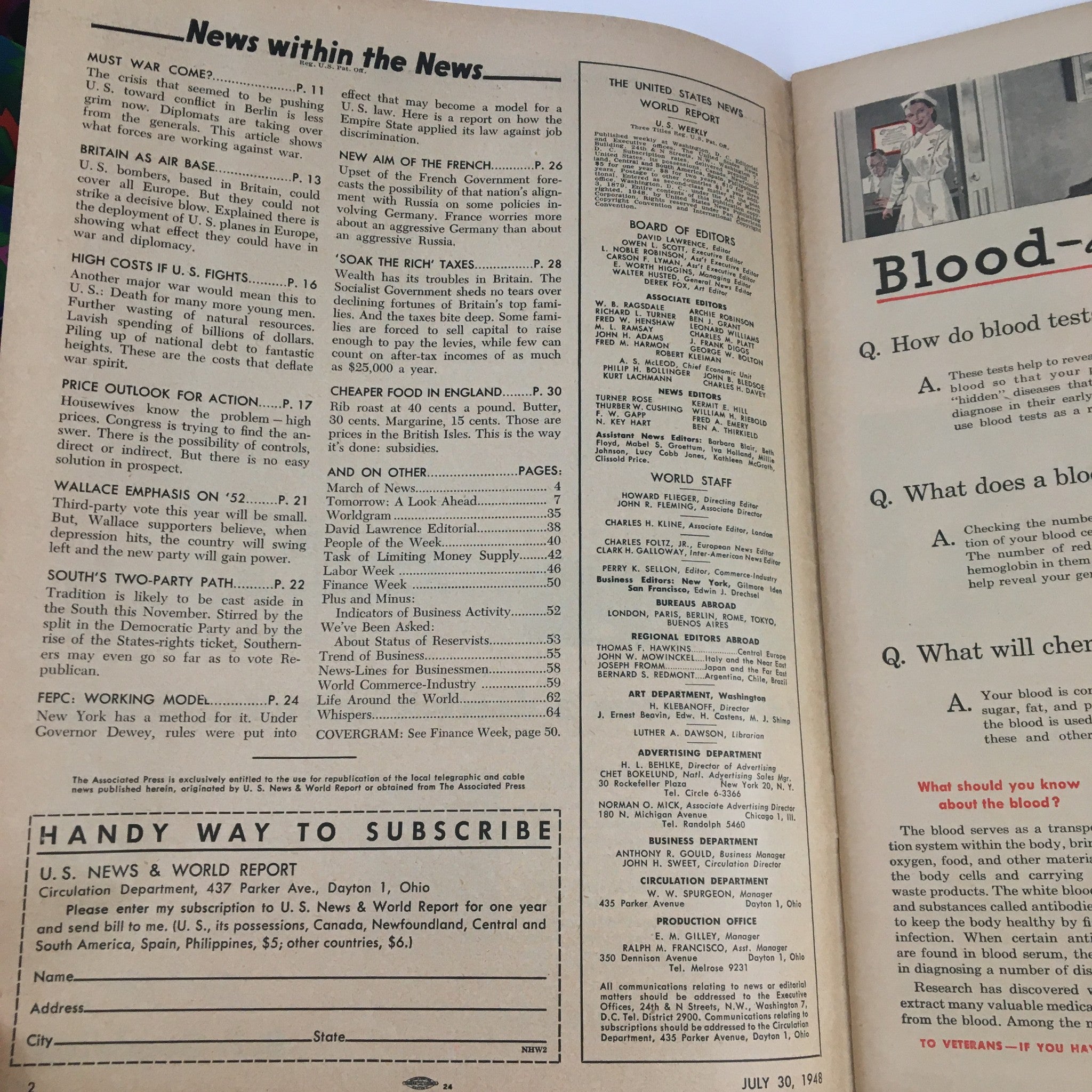 VTG U.S. News & World Report July 30 1948 The U.S. Budget from Red to Black