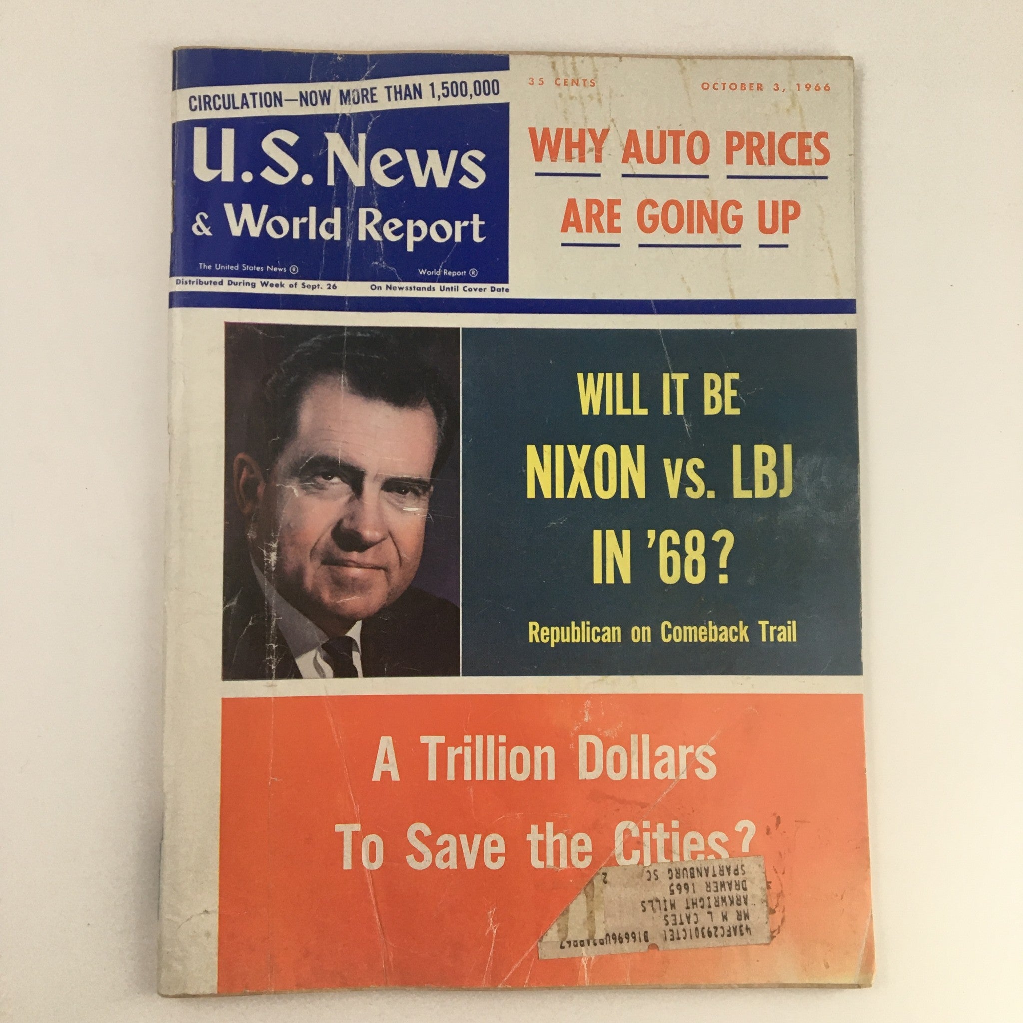 VTG U.S. News & World Report October 3 1966 Richard Nixon vs Lyndon B. Johnson