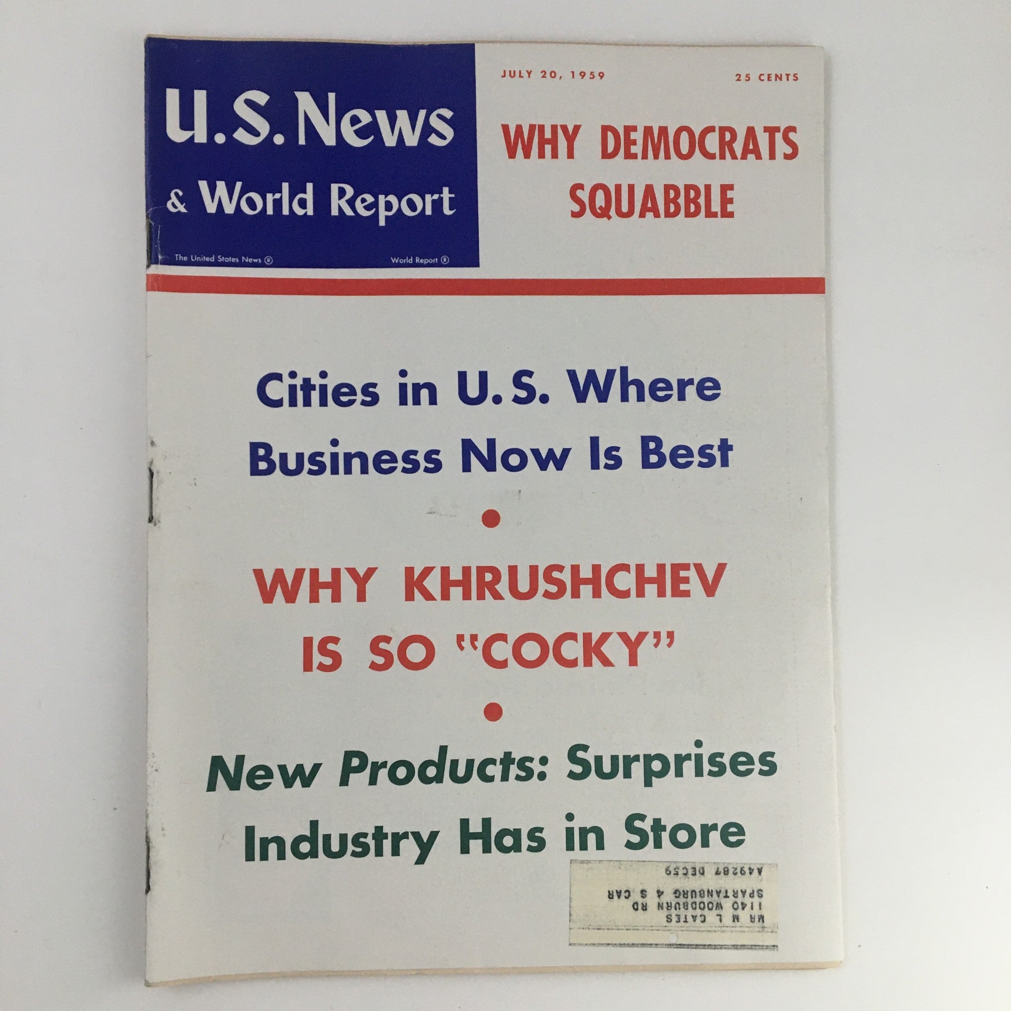 VTG U.S. News & World Report July 20 1959 Why Nikita Khrushchev is so "Cocky"