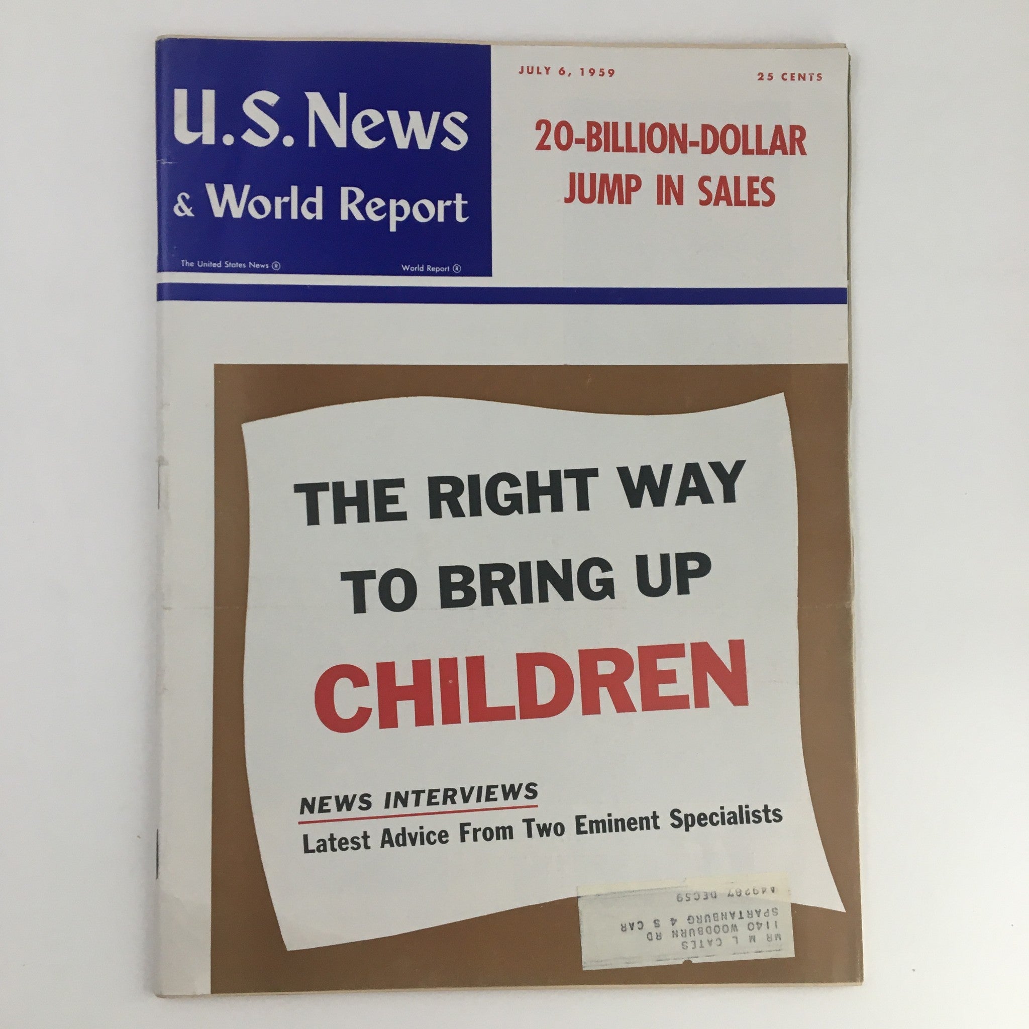 VTG U.S. News & World Report July 6 1959 The Right Way to Bring Up Children