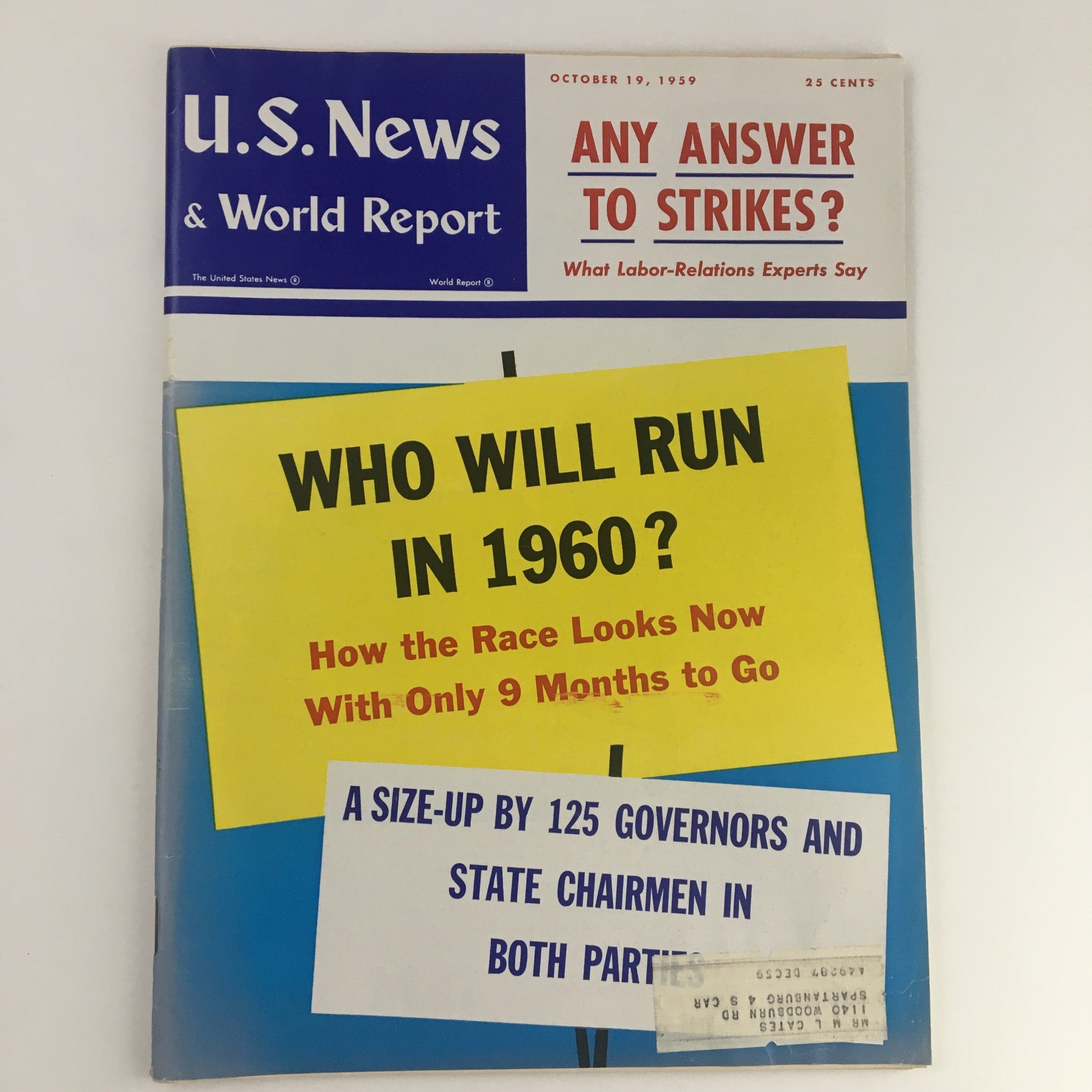 VTG U.S. News & World Report October 19 1959 How The Race Looks Now in 1960