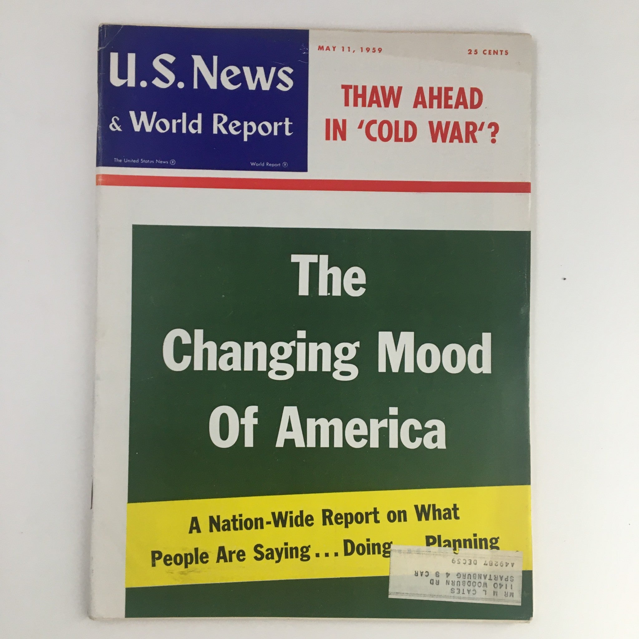 VTG U.S. News & World Report May 11 1959 The Changing Mood of America