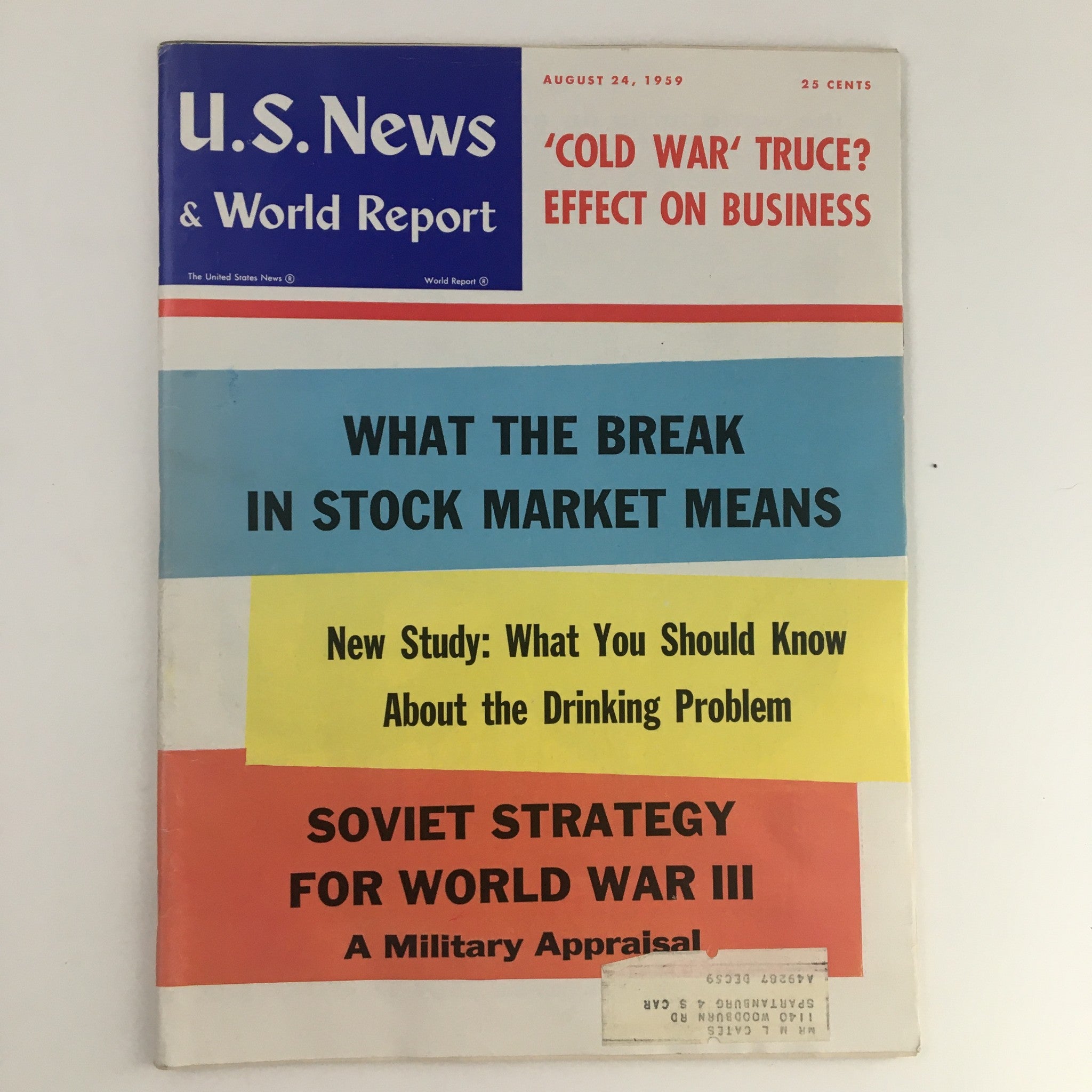 VTG U.S. News & World Report August 24 1959 What The Break in Stock Market Means