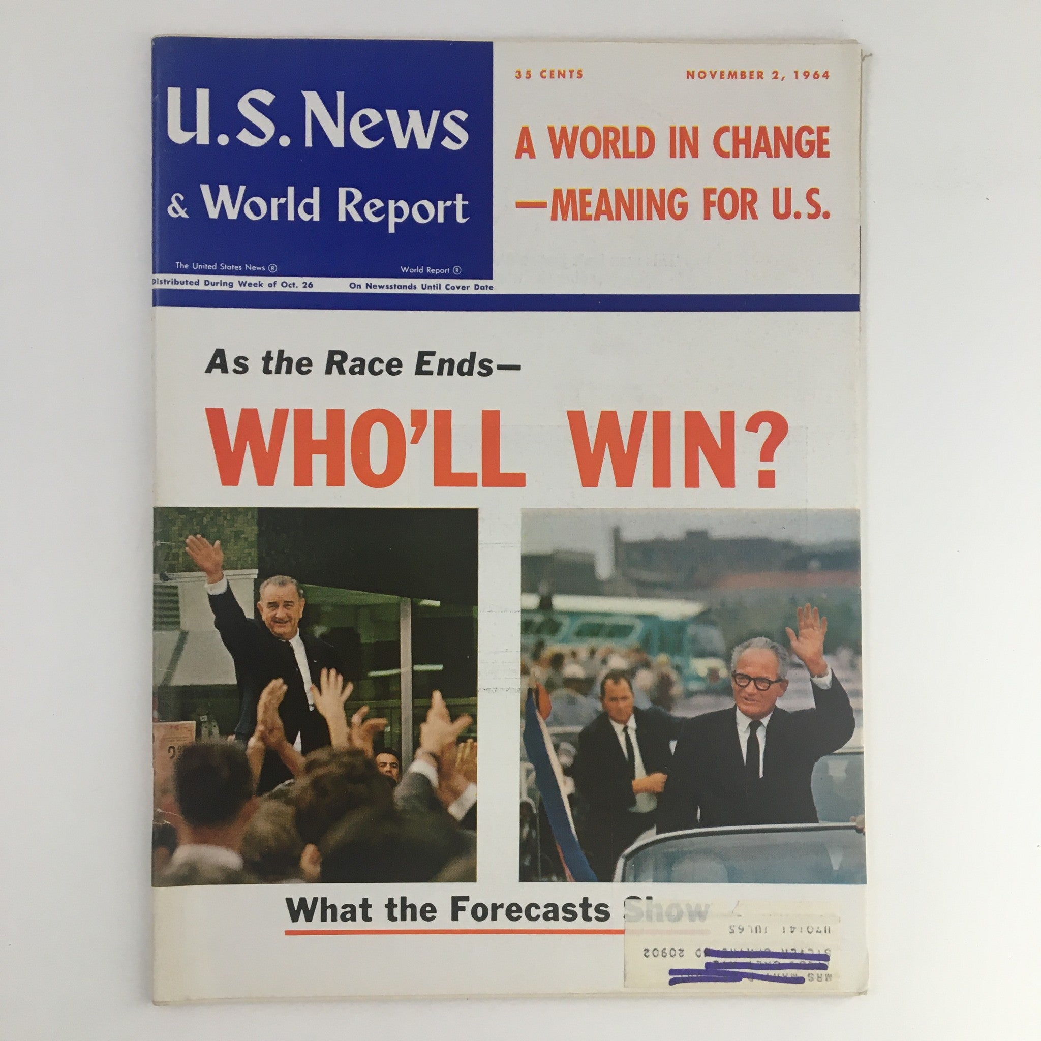 VTG U.S. News & World Report November 2 1964 A World in Change Meaning for U.S.