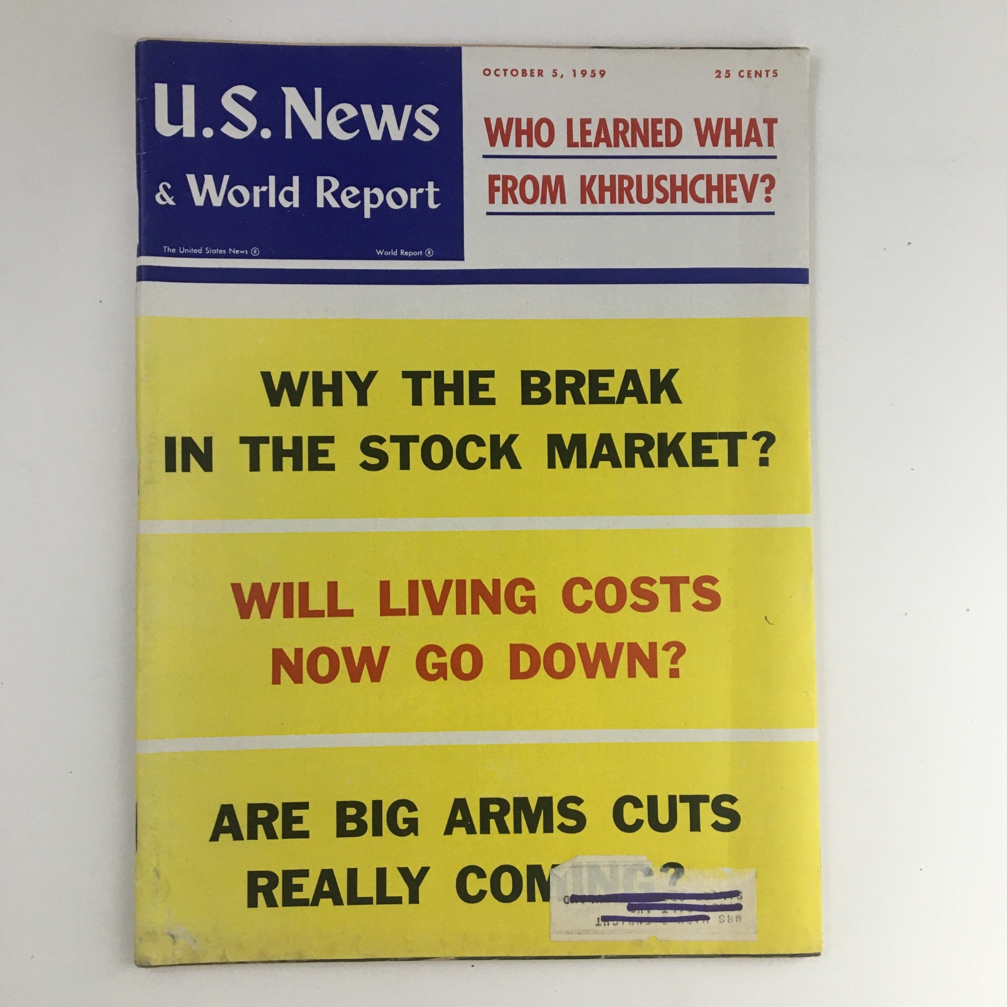 VTG U.S. News & World Report October 5 1959 Why The Break in the Stock Market