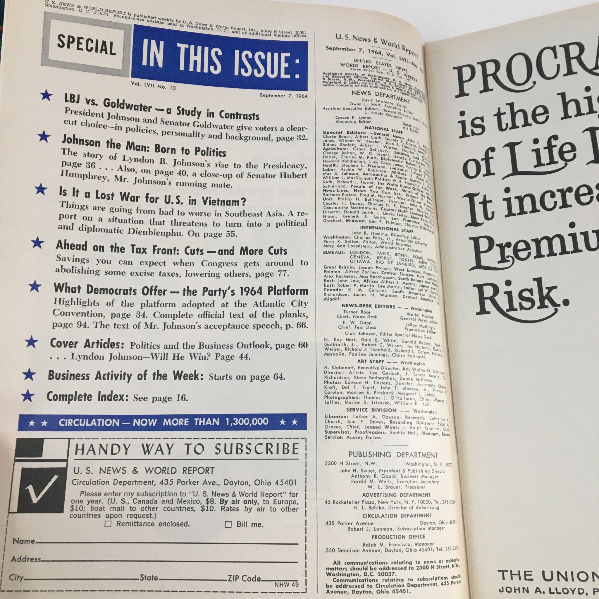 VTG U.S. News & World Report September 7 1964 Lyndon B. Johnson, Will He Win?