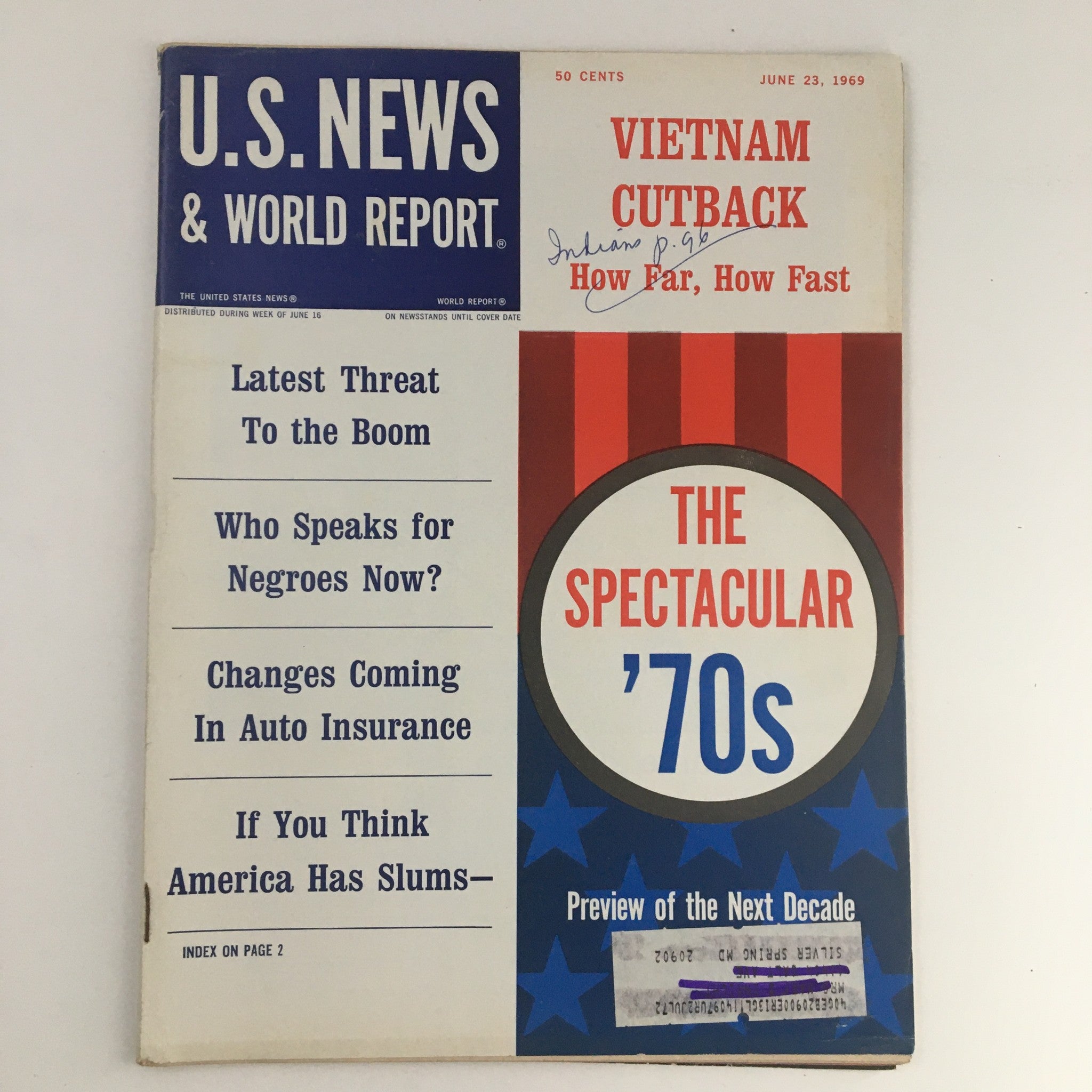 VTG U.S. News & World Report June 23 1969 Changes Coming in Auto Insurance