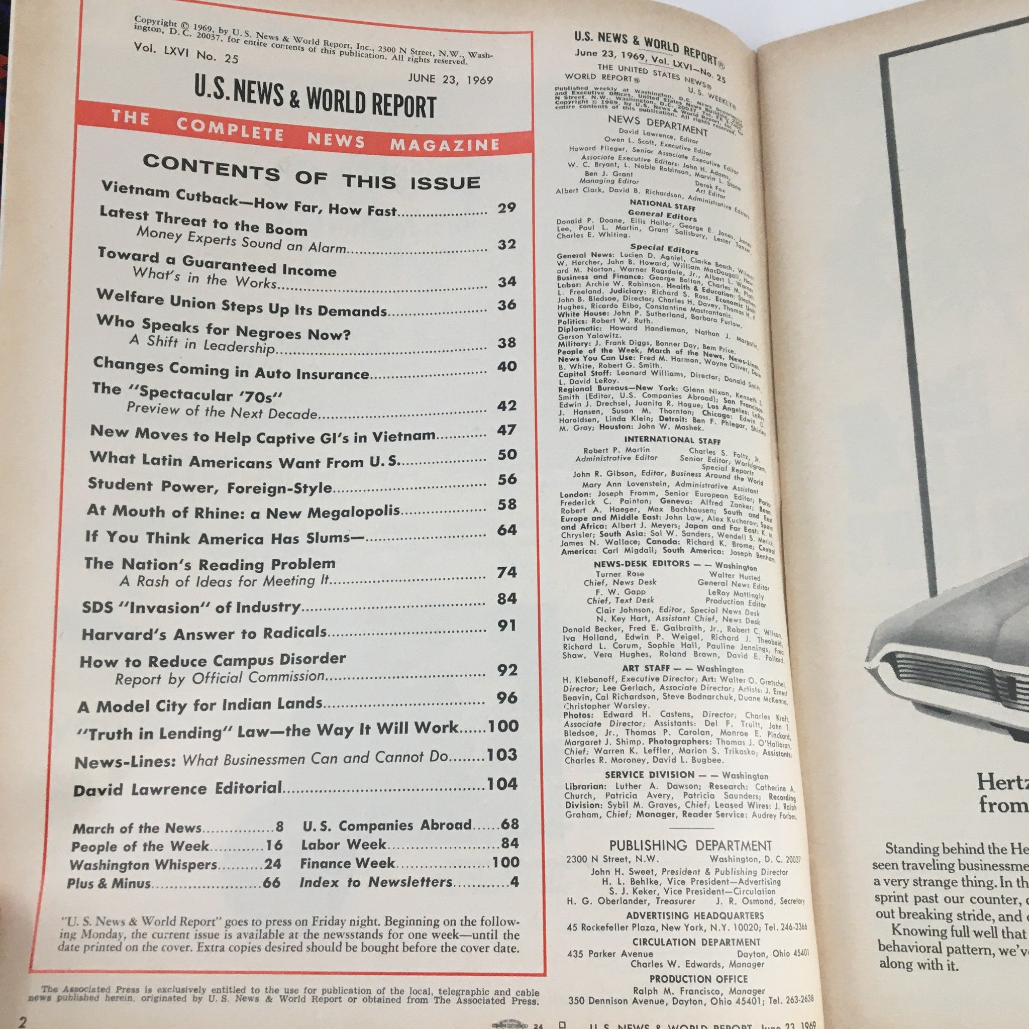 VTG U.S. News & World Report June 23 1969 Changes Coming in Auto Insurance