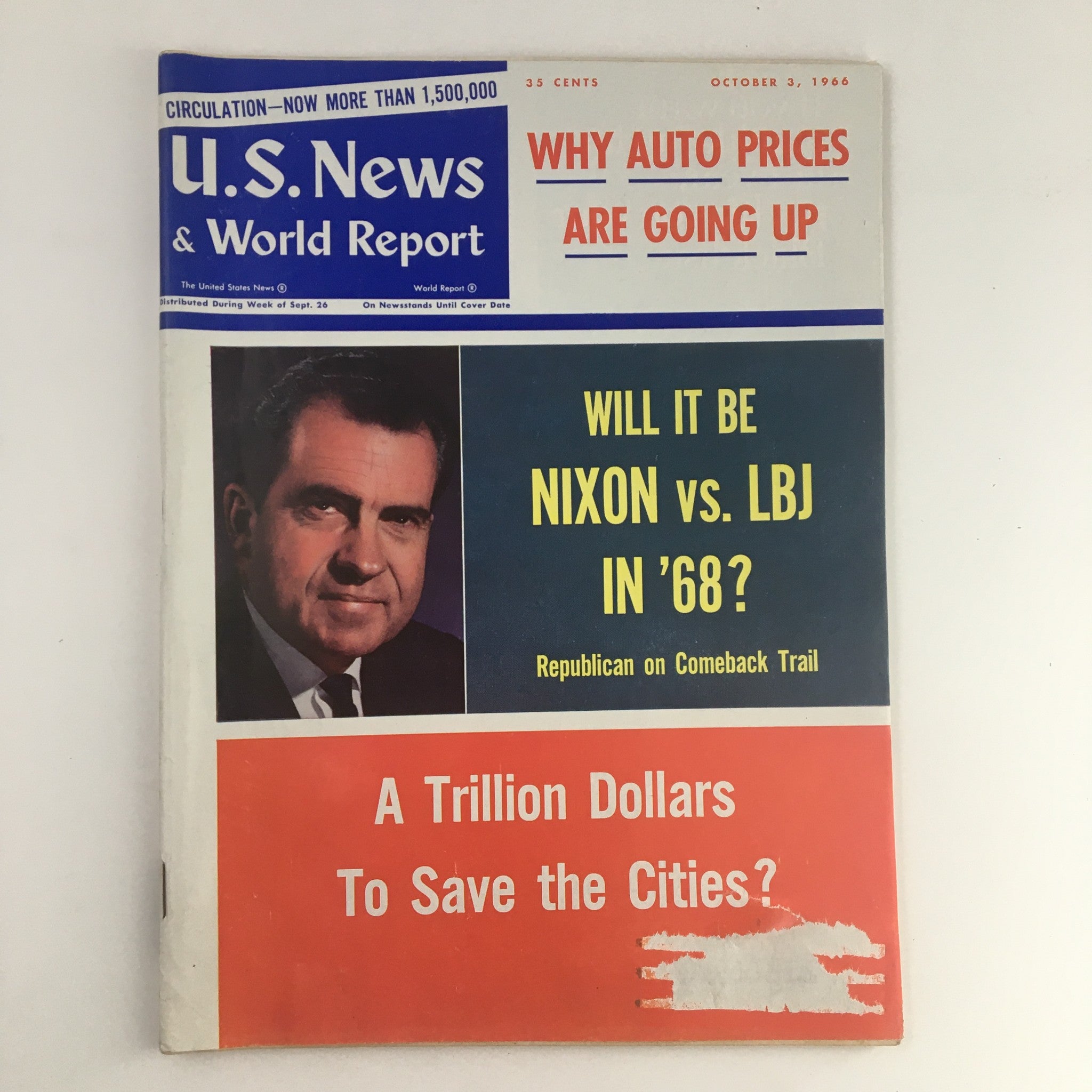 VTG U.S. News & World Report October 3 1966 Richard Nixon & Lyndon Johnson in 68