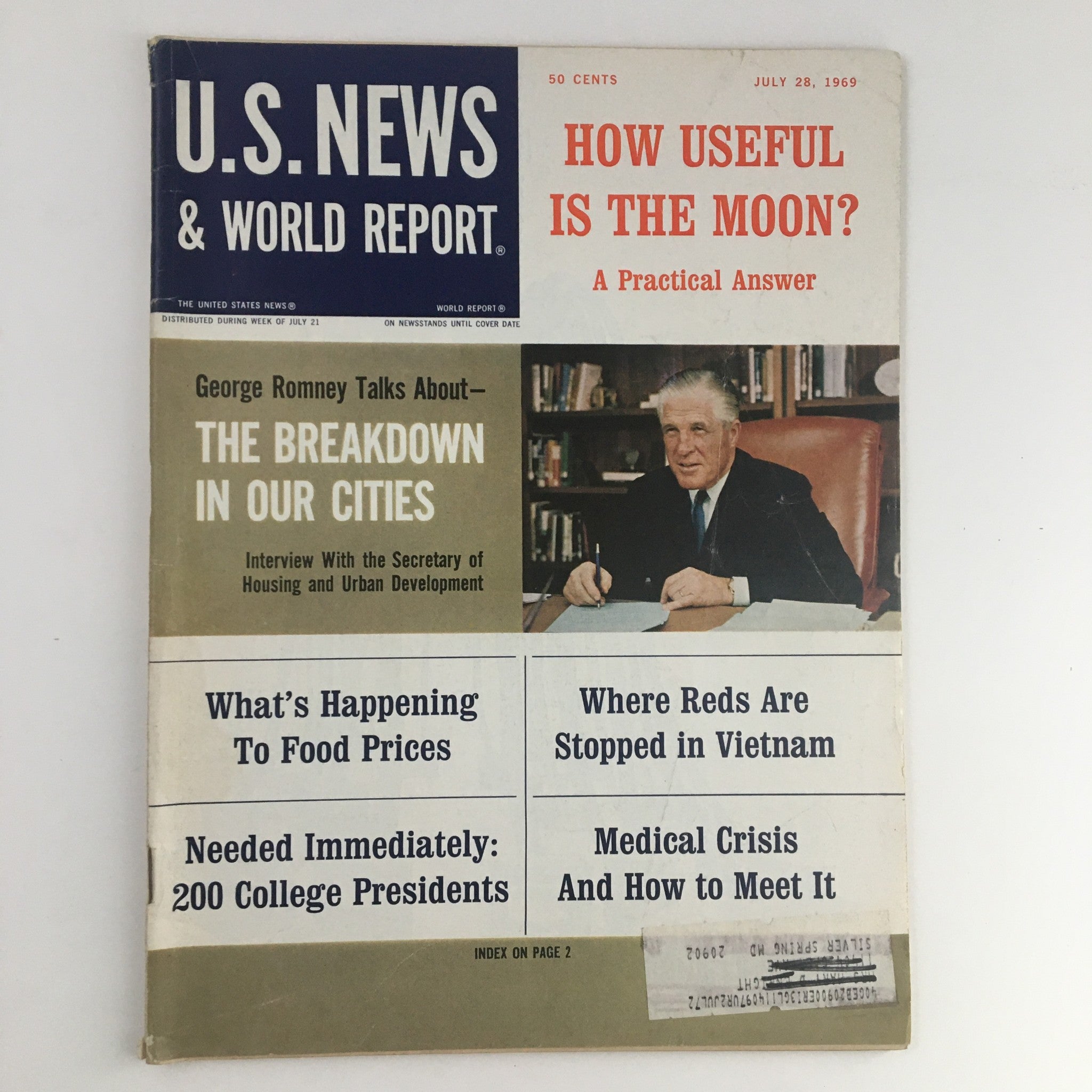 VTG U.S. News & World Report July 28 1969 George Romney Breakdown in our Cities