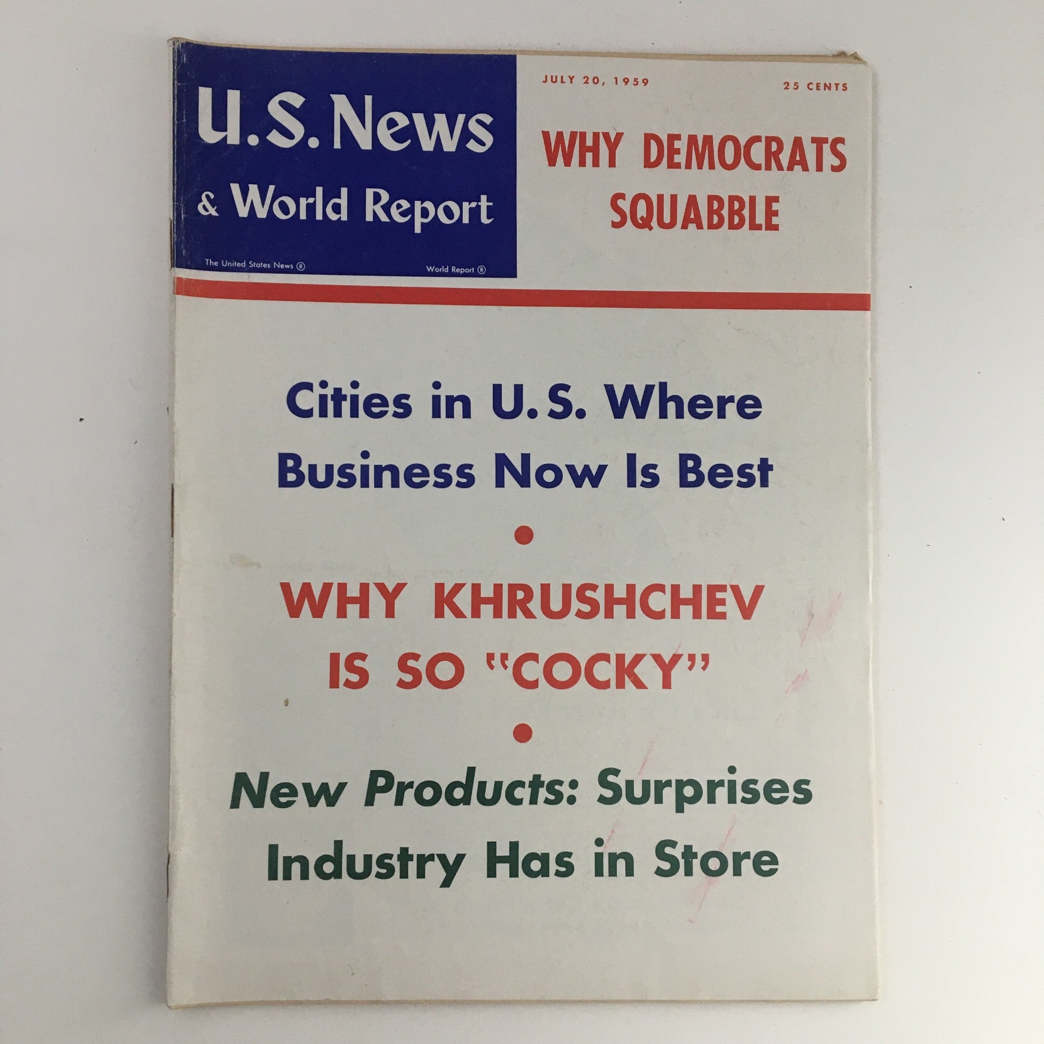 VTG U.S. News & World Report July 20 1959 Nikita Khrushchev is "Cocky" No Label