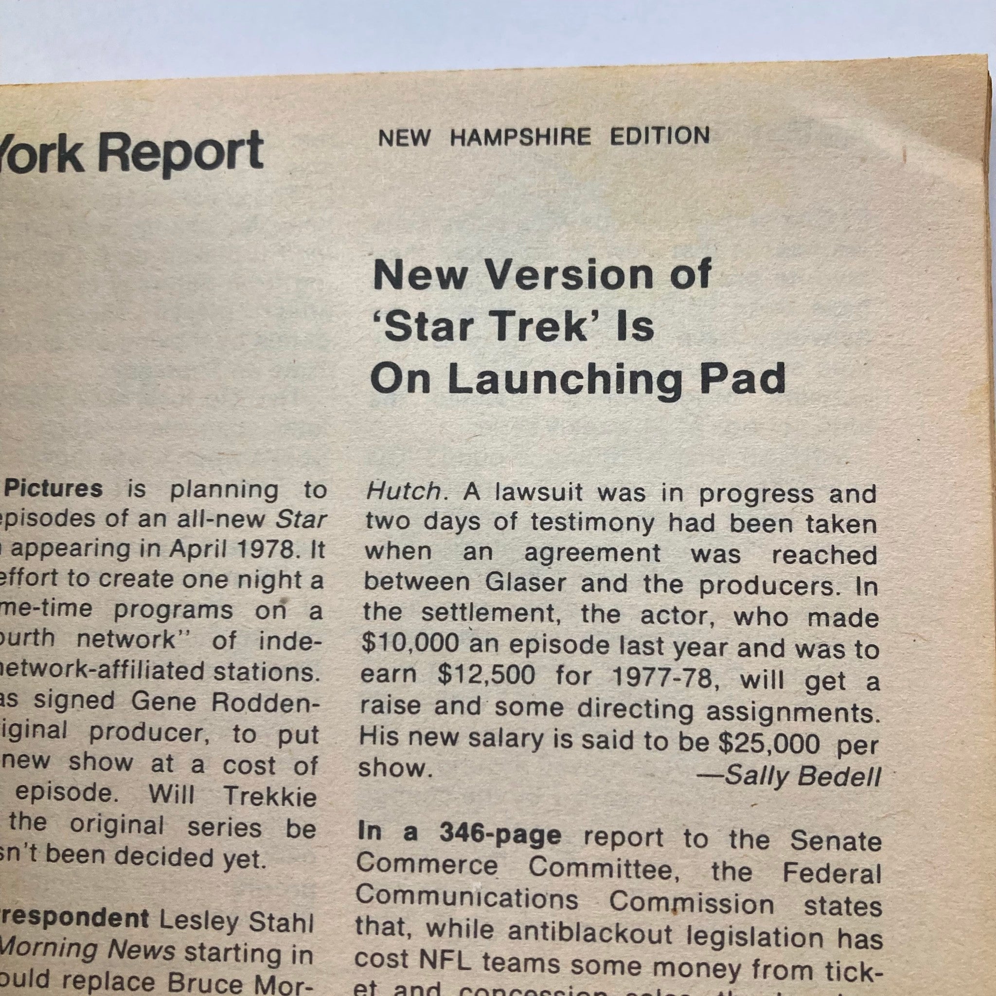 TV Guide Magazine July 2 1977 featuring an article titled 'New Version of Star Trek' discussing upcoming episodes and production details in the New Hampshire edition.