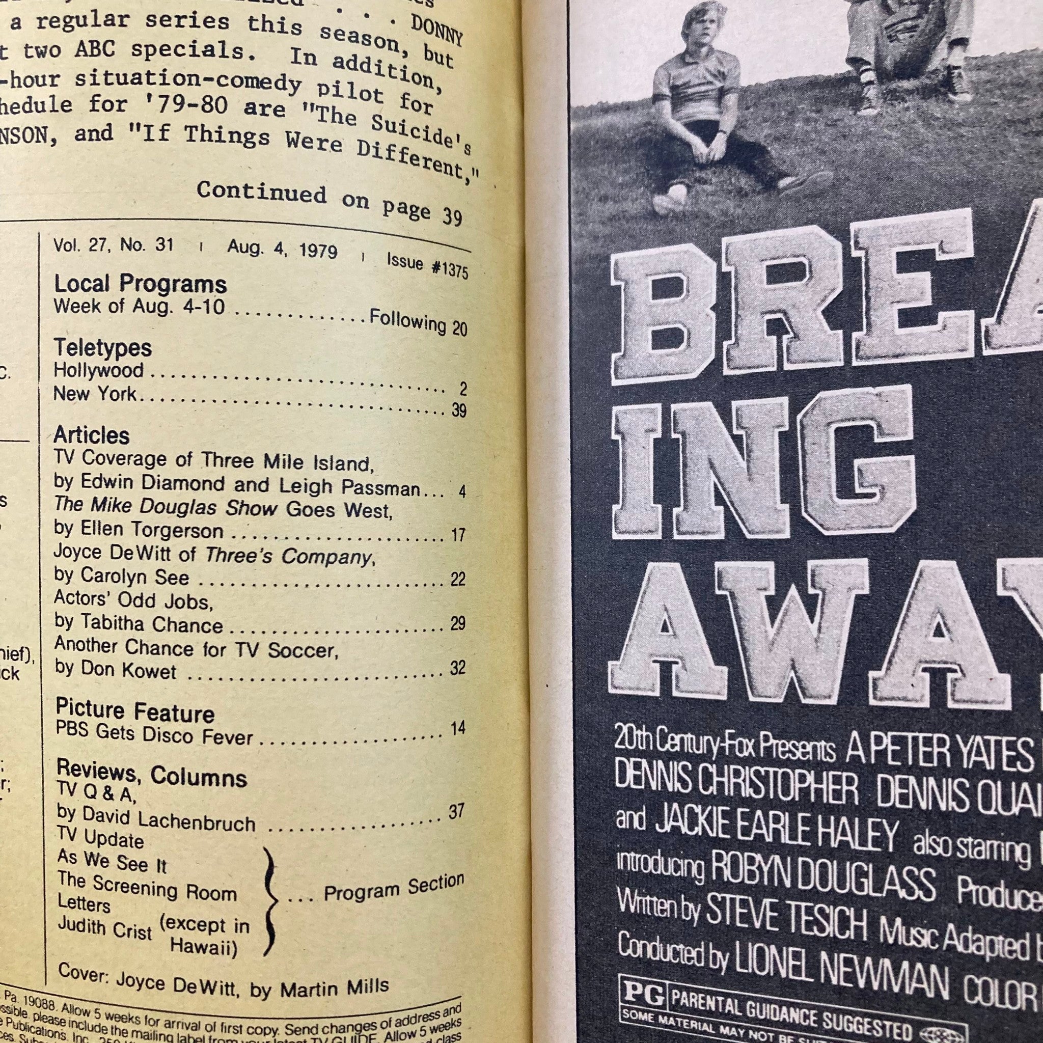TV Guide Magazine August 4 1979 #1375 Joyce DeWitt LA Metro Ed.