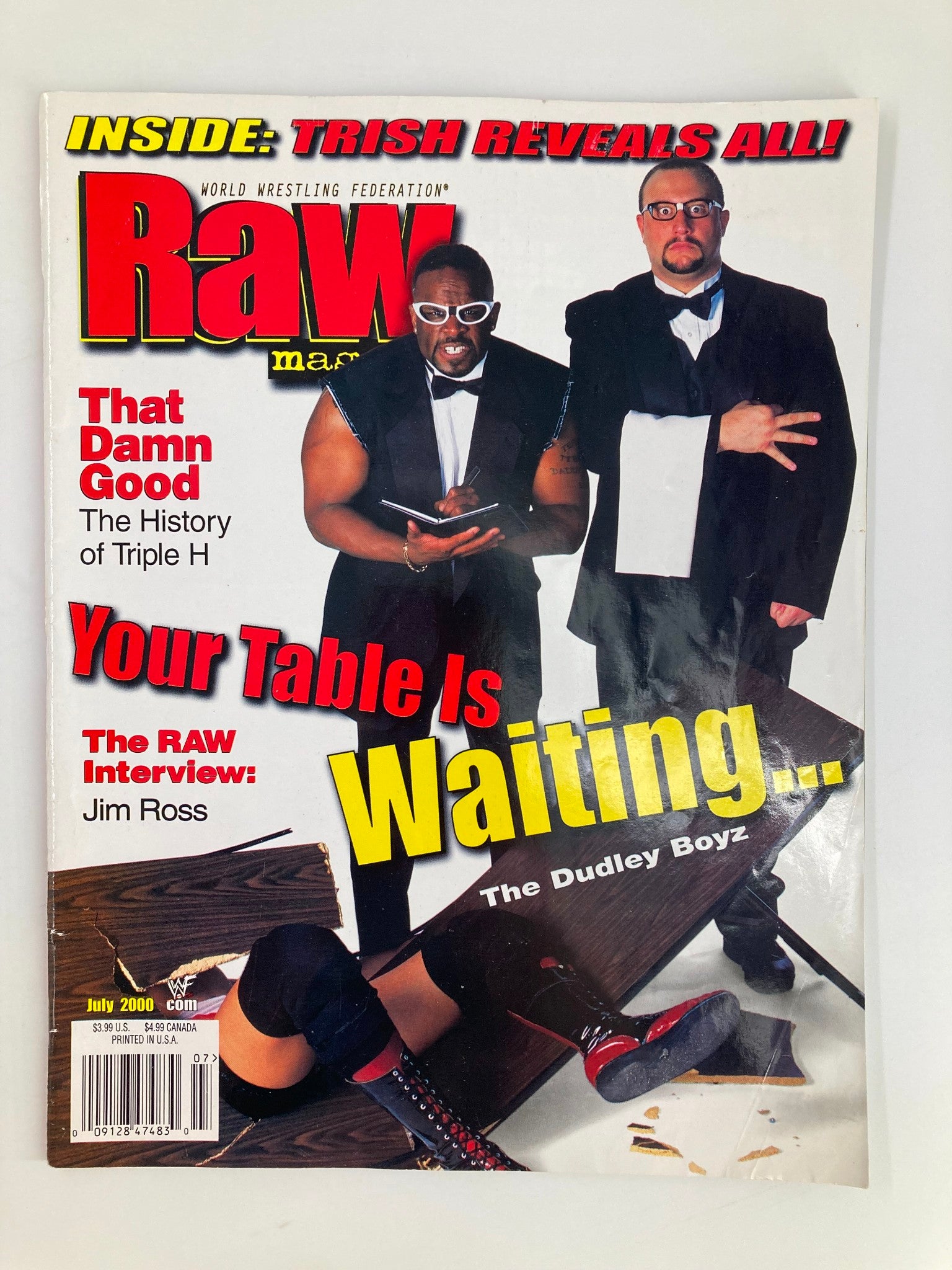 WWF Raw Magazine July 2000 The Dudley Boyz & Triple H w Poster No Label