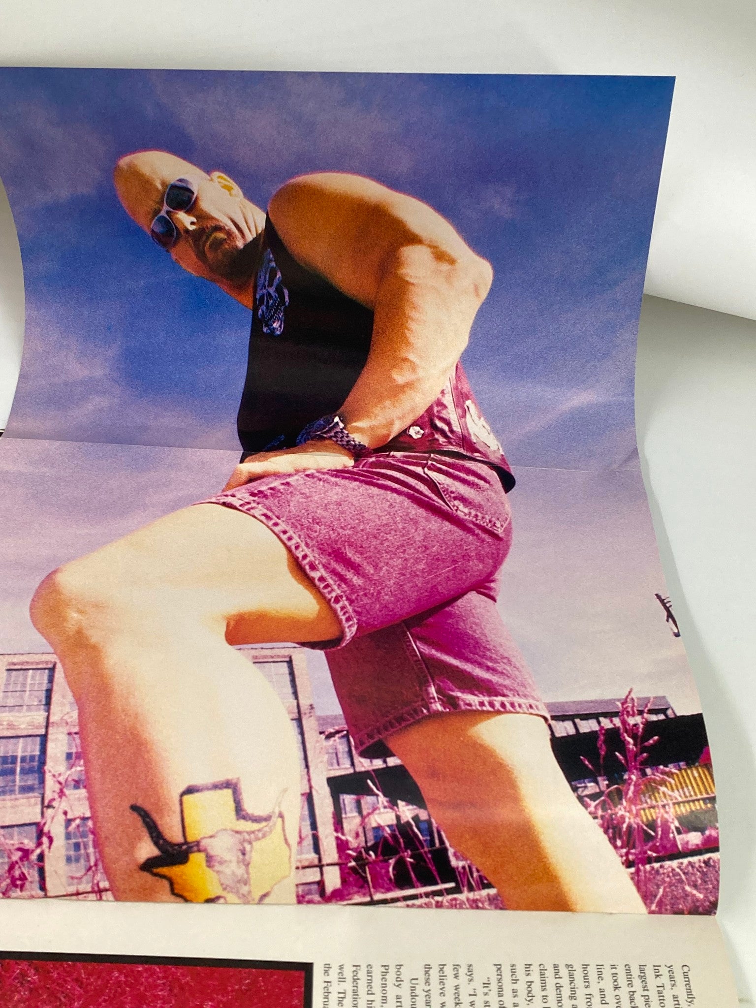 Fold-out poster in WWF Raw Magazine August 1999 featuring a male wrestler.