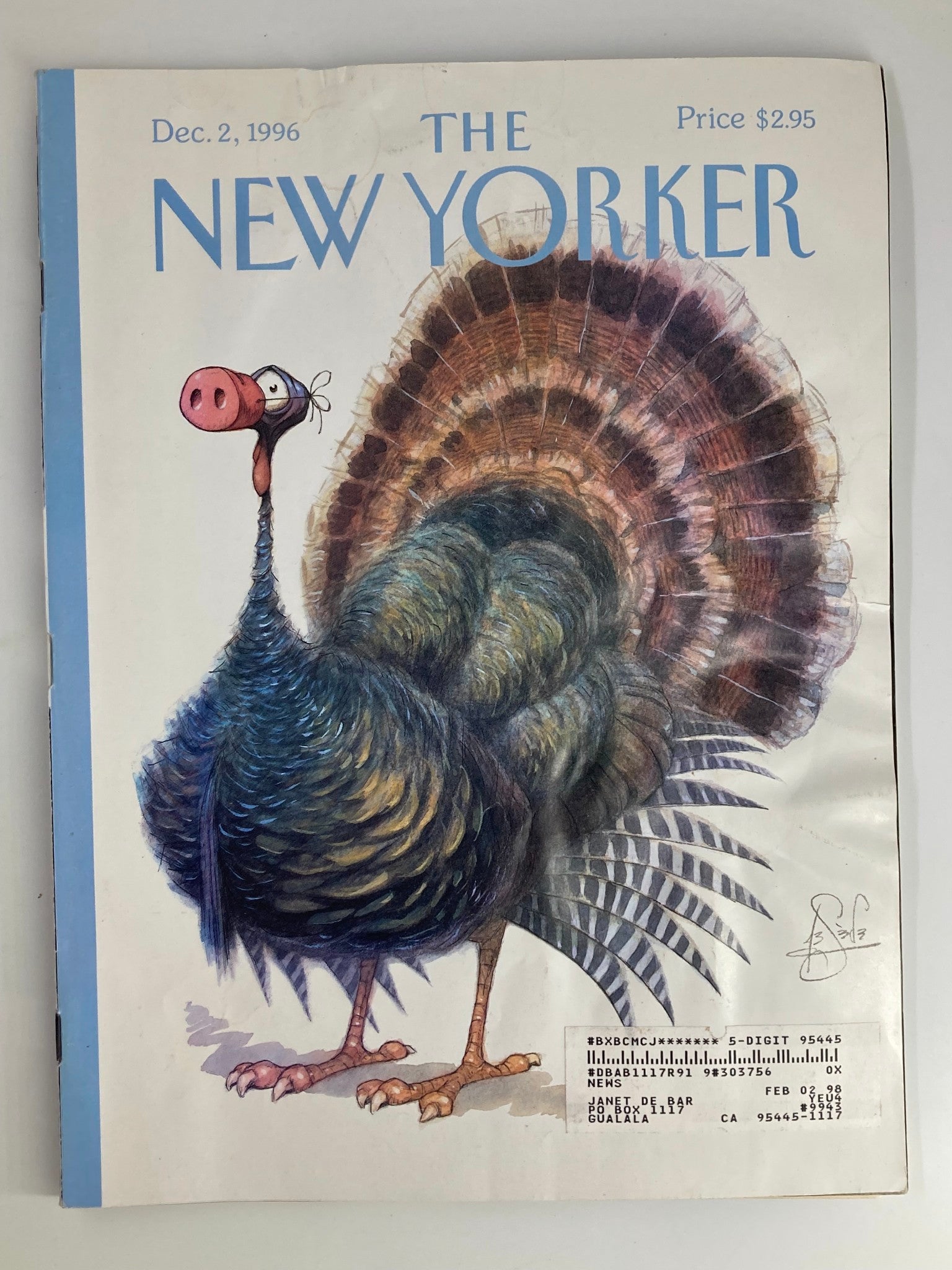 The New Yorker Full Magazine December 2 1996 Dressed Turkey by Peter de Seve