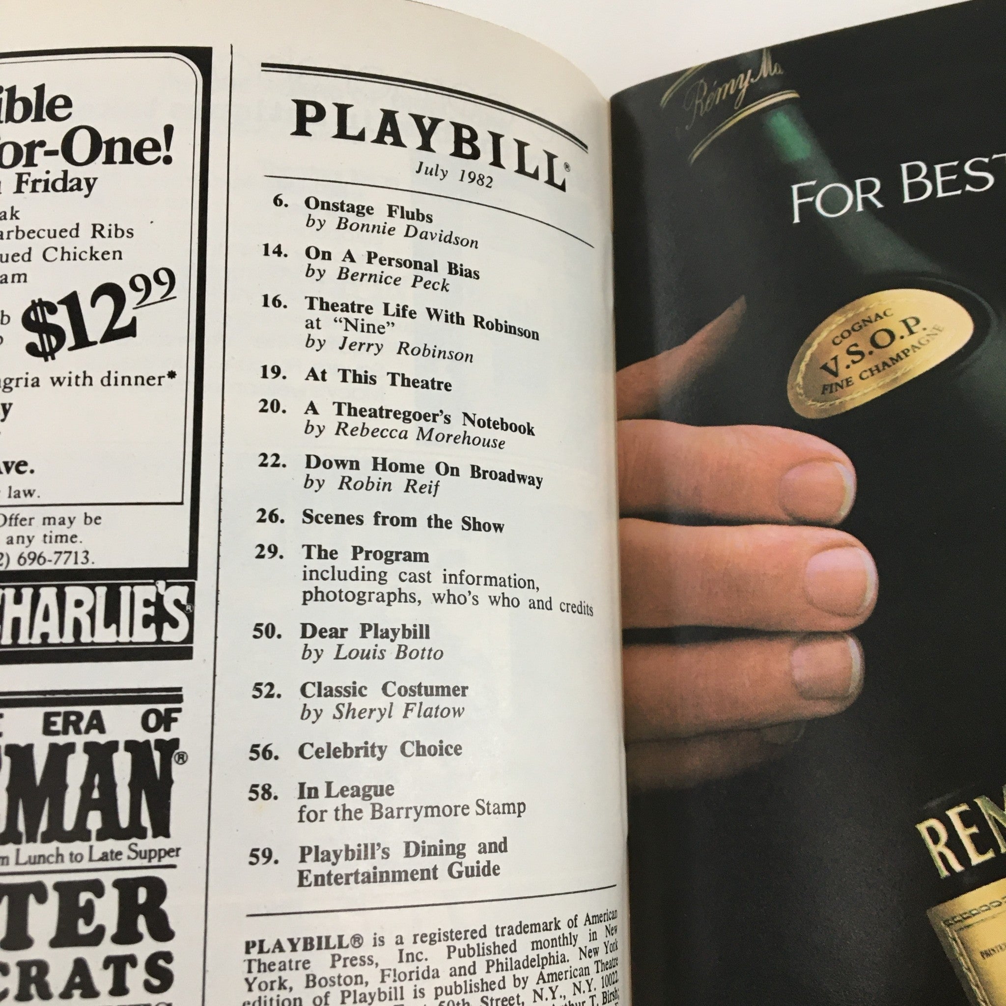 1982 Playbill Circle in the Square Presents Noel Coward's Present Laughter