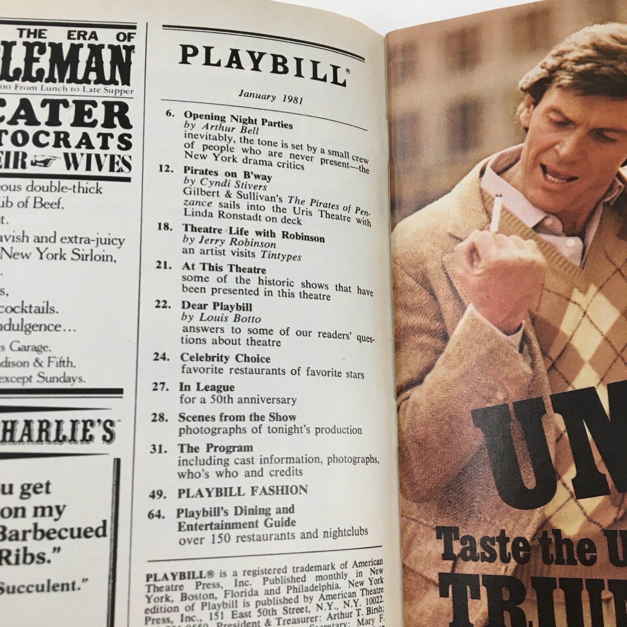 1981 Playbill The Booth Theatre Elizabeth McCann Present The Elephant Man